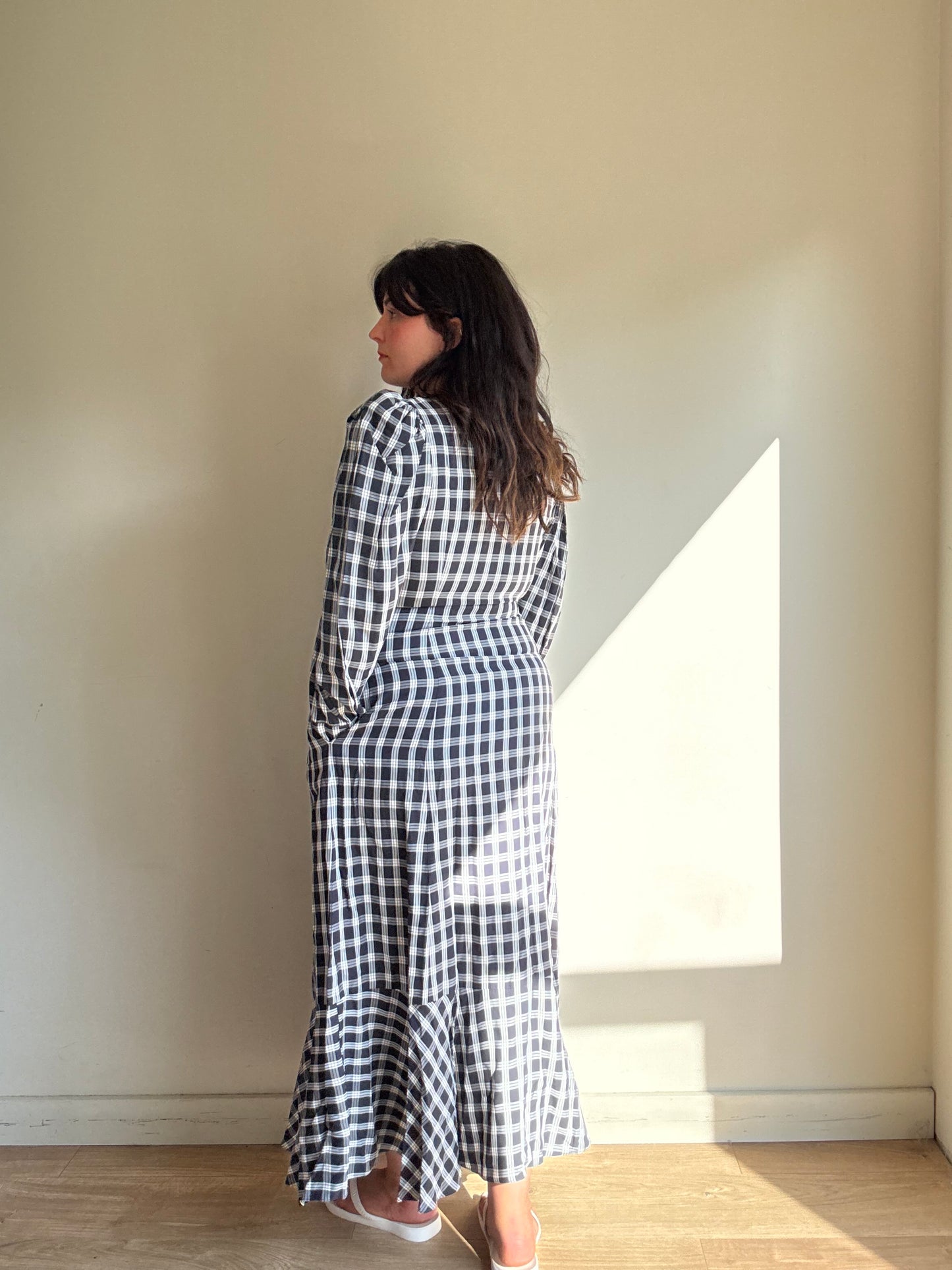 Mr Larkin Check Button Up Maxi Dress, L