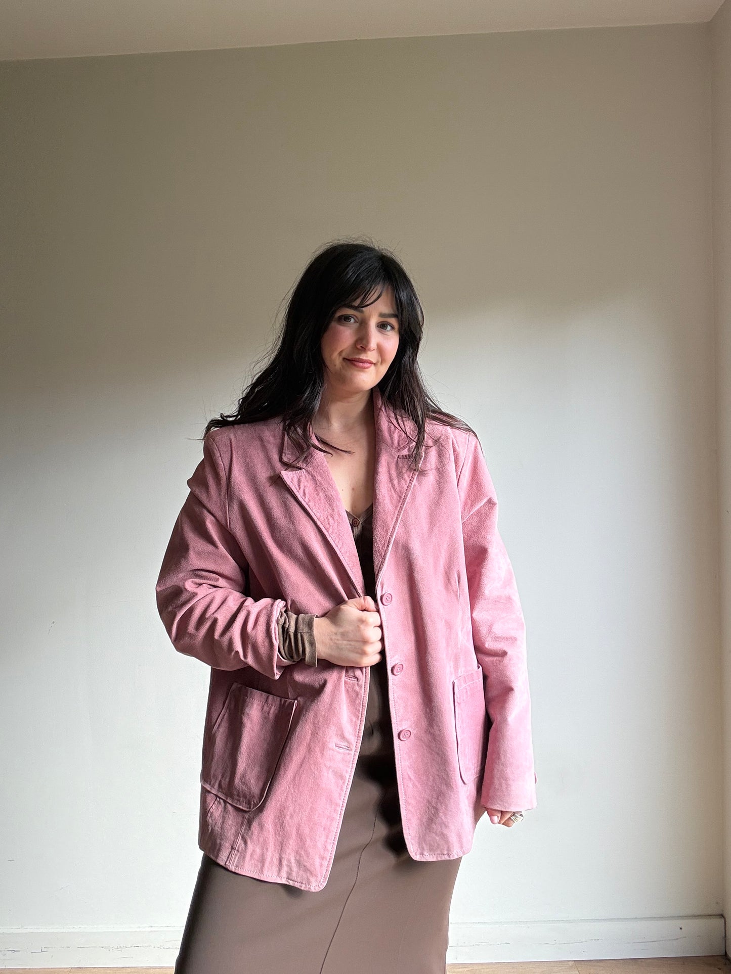 Vintage Suede Button Up Blazer, XL/XXL