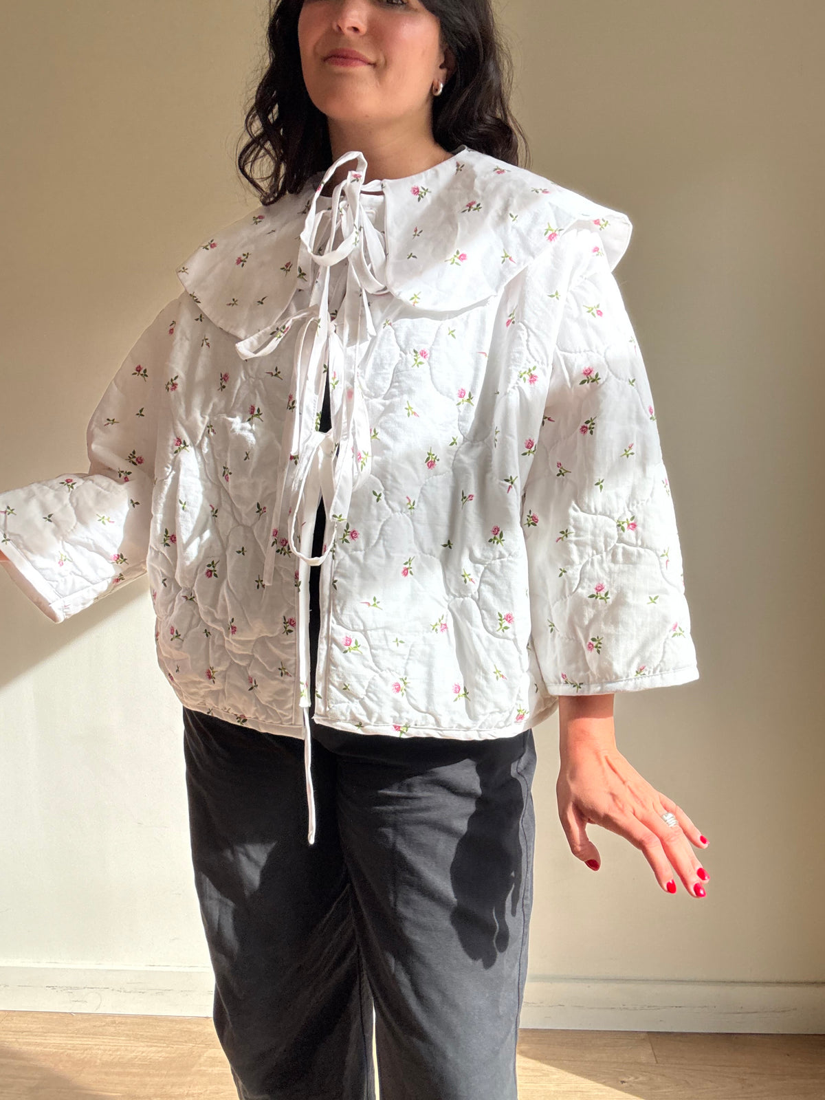Sister Ellen Handmade Quilted Jacket with Collar, XL