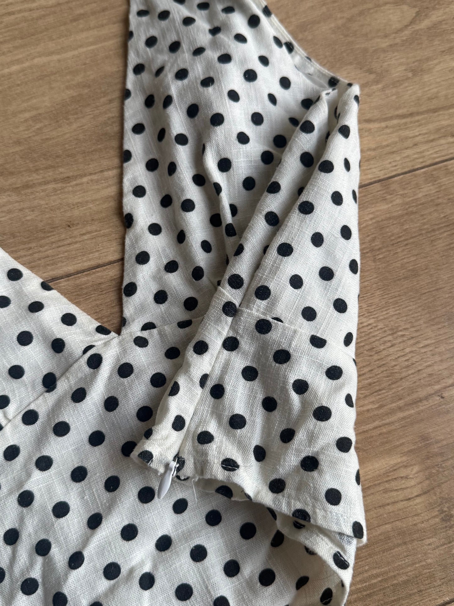 VRG GRL Cotton & Linen Polka Dot Top, 8