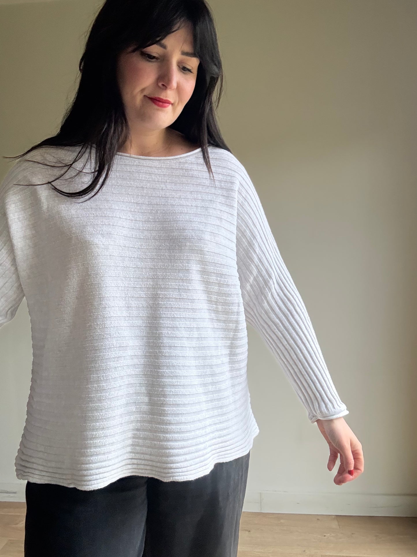 Ochre Ribbed Cotton Jumper, One Size