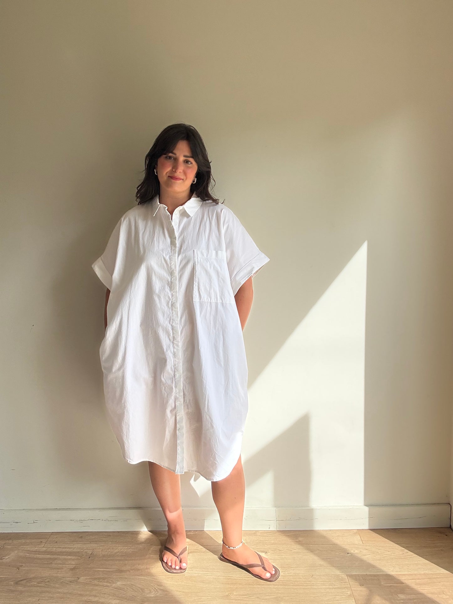 Monki NEW Cotton White Shirt Dress, XL (Copy)