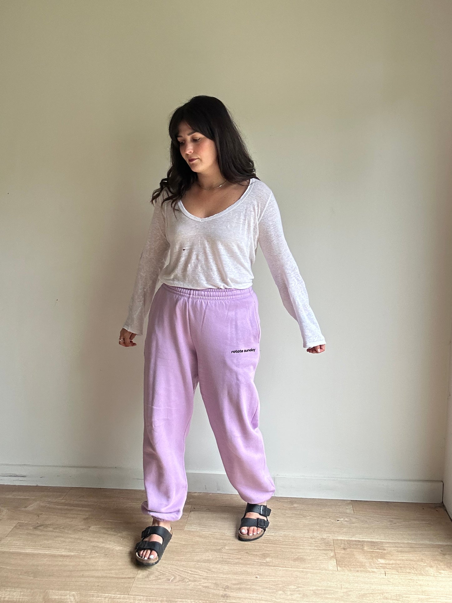 Rotate Sunday Logo Embroidered Cotton Sweatpants, M/L