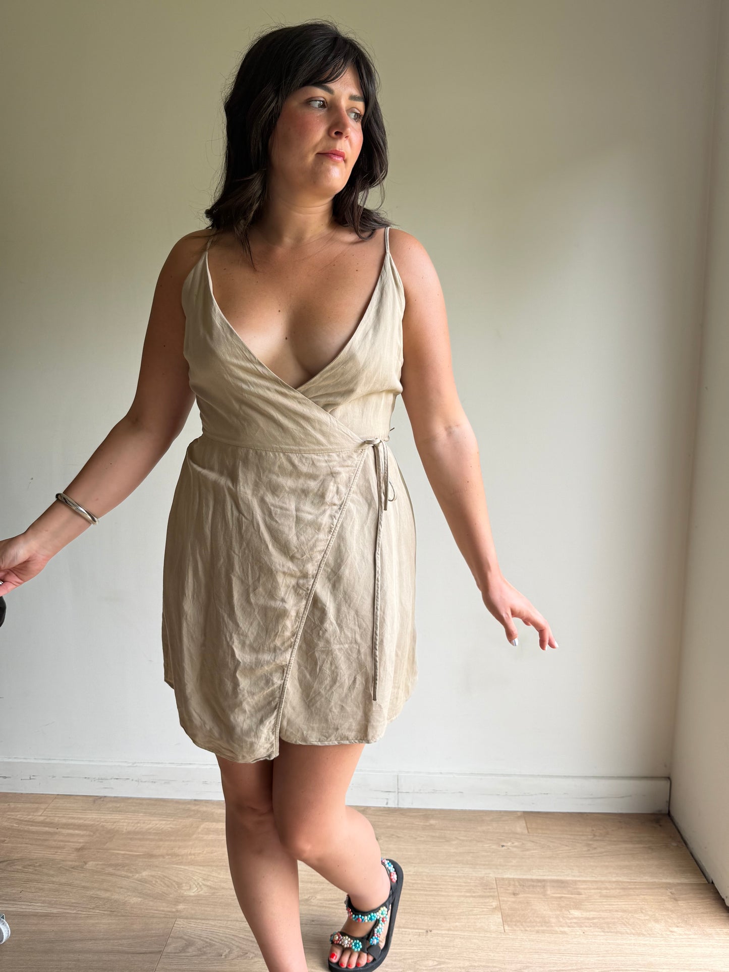 & Other Stories Linen Mix Wrap Dress, 10-12
