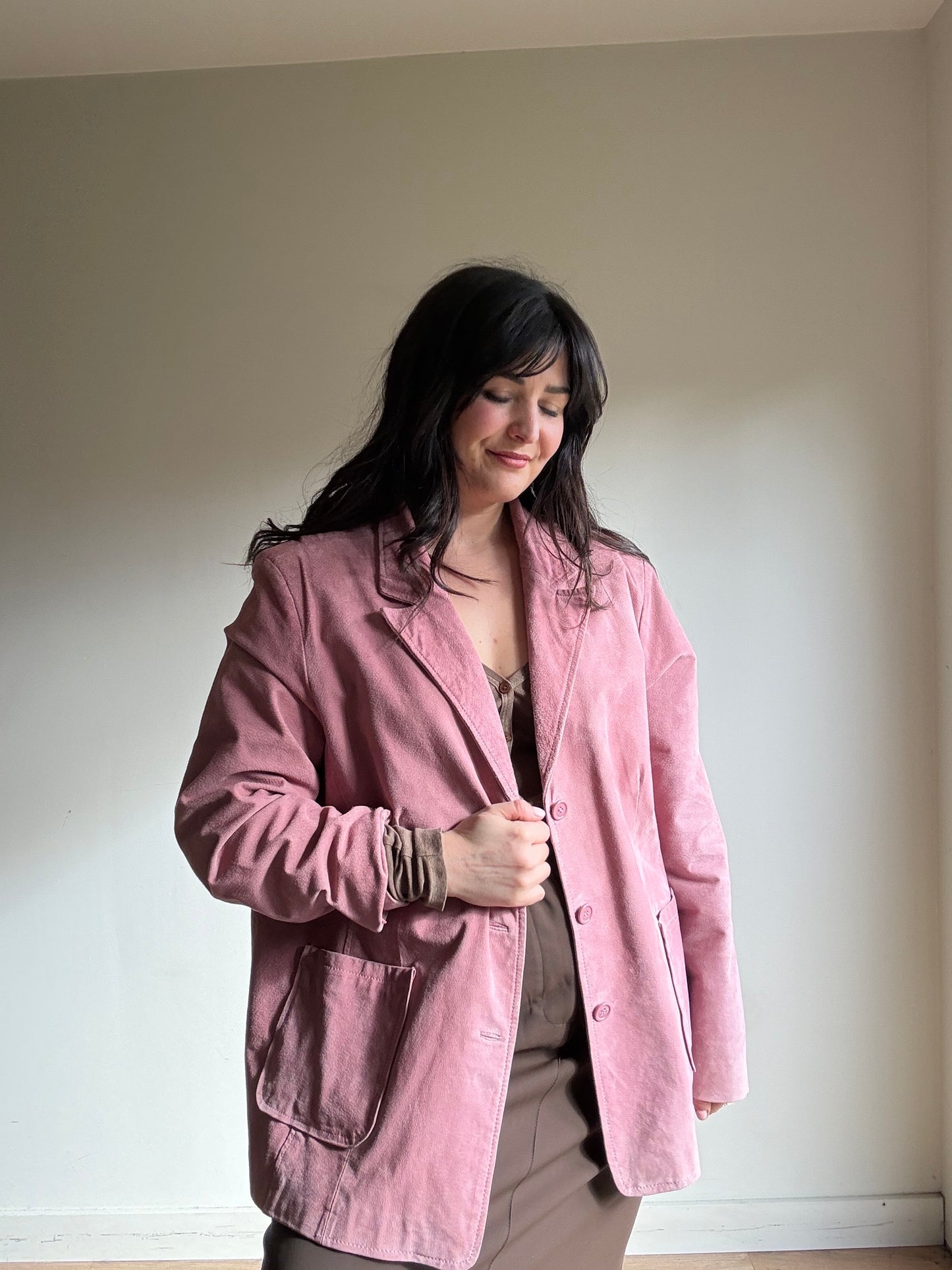 Vintage Suede Button Up Blazer, XL/XXL