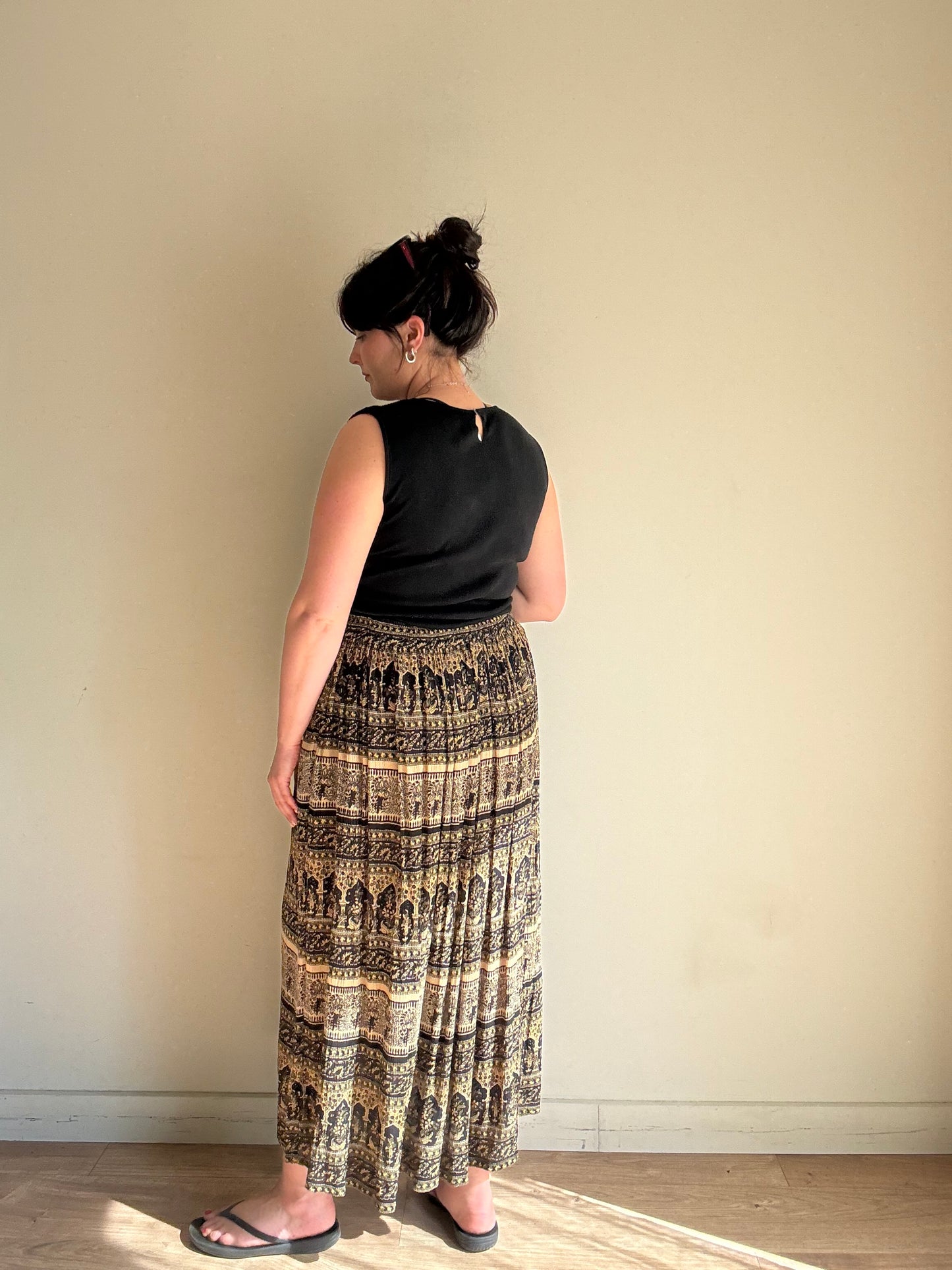 Vintage Orvis Indian Printed Maxi Skirt, L