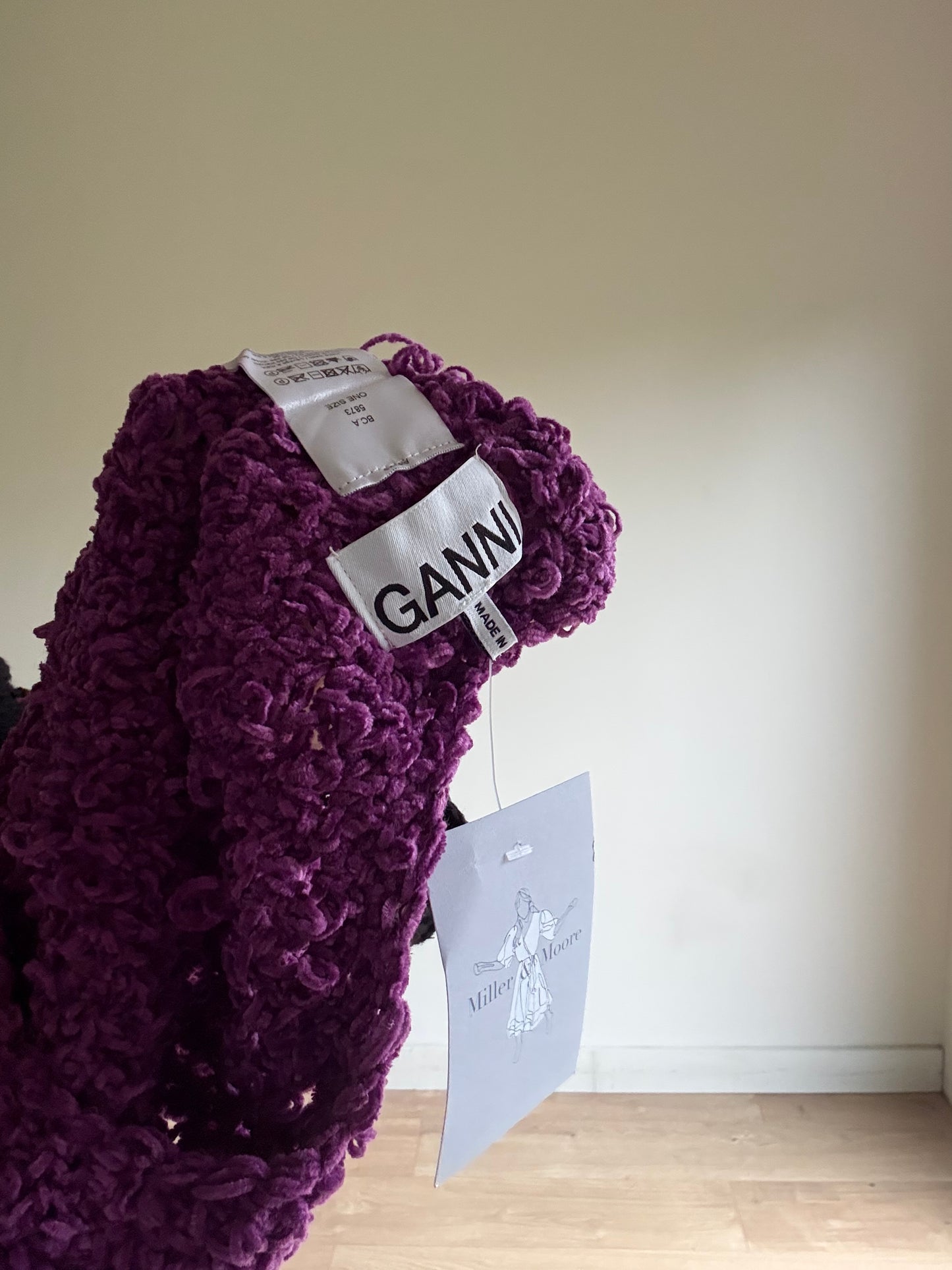 Ganni Crochet Embroidered Beret, One Size
