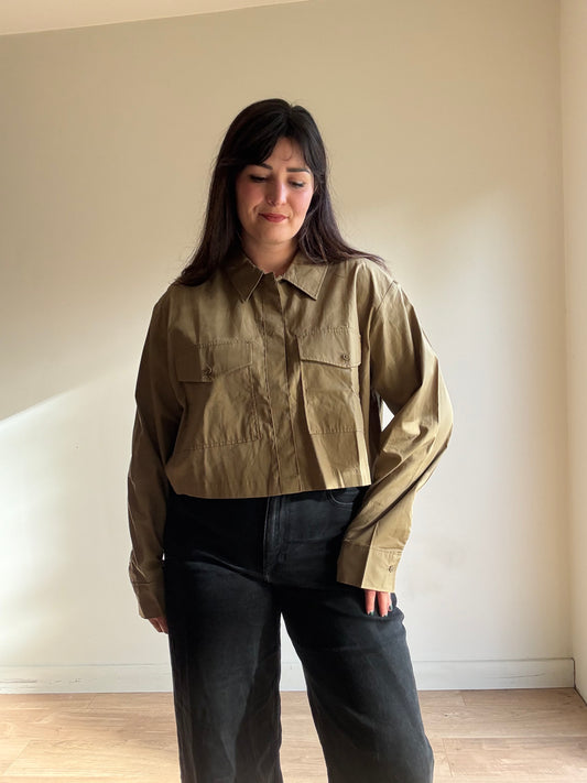 H&M Pure Cotton Cropped Shirt, L