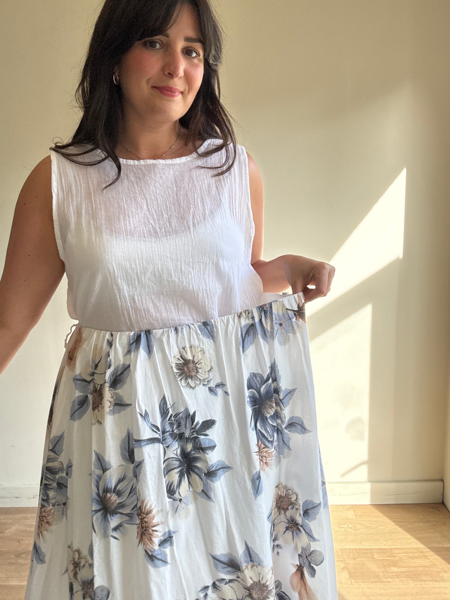 Cassolino Floral Cotton Midi Skirt, M/L
