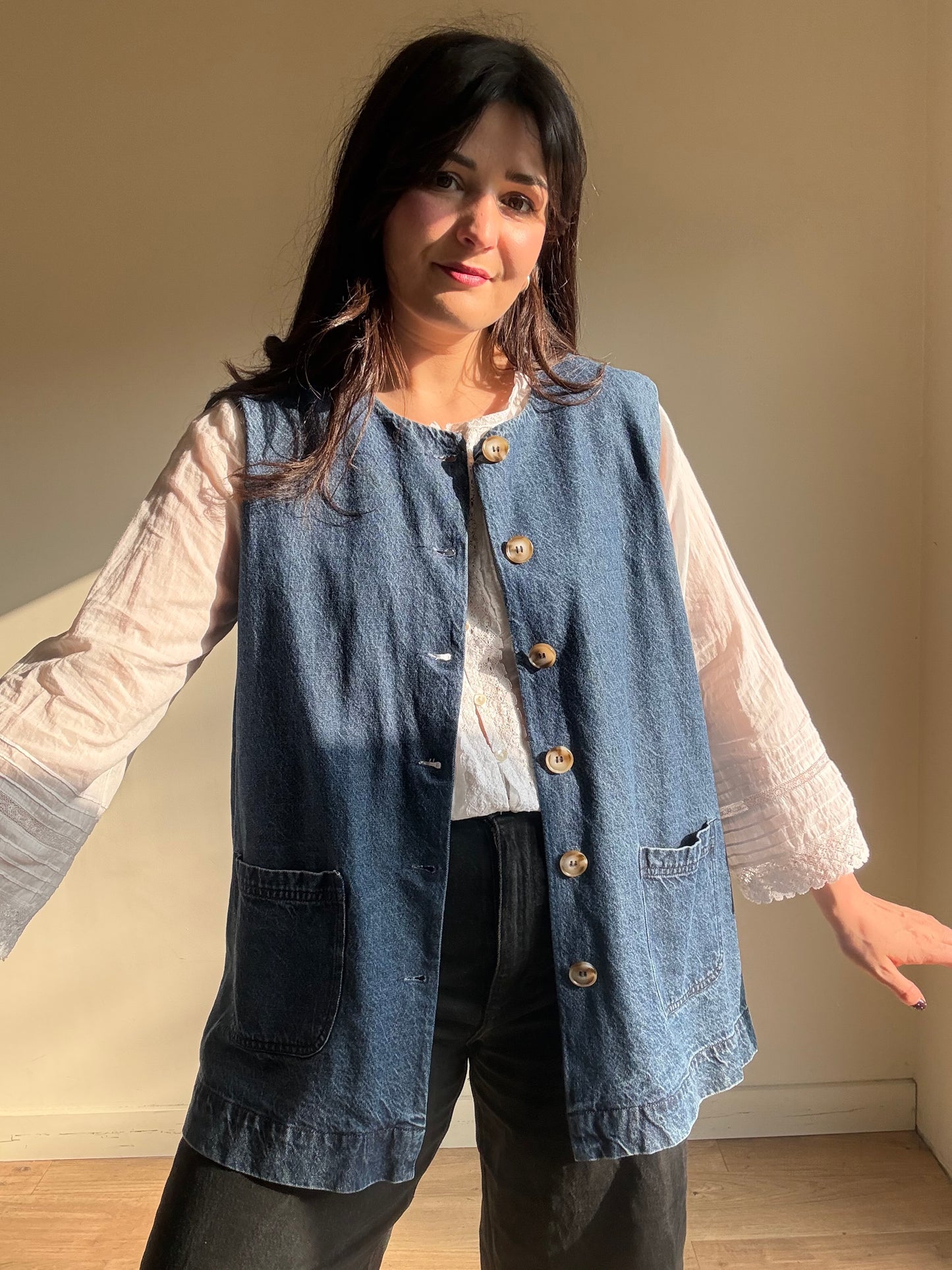 Kate Barton Denim Workwear Waistcoat, L