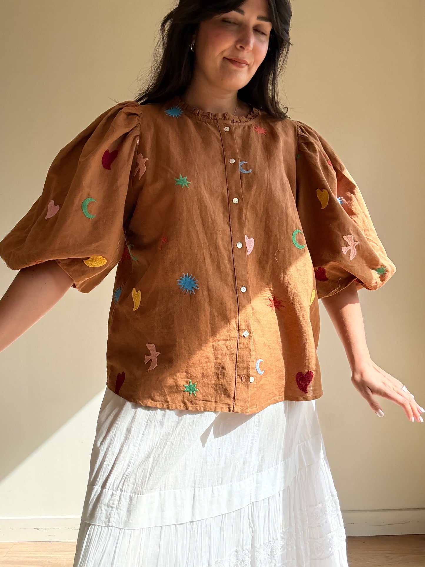 Sezane X Pangea Embroidered Blouse, 44