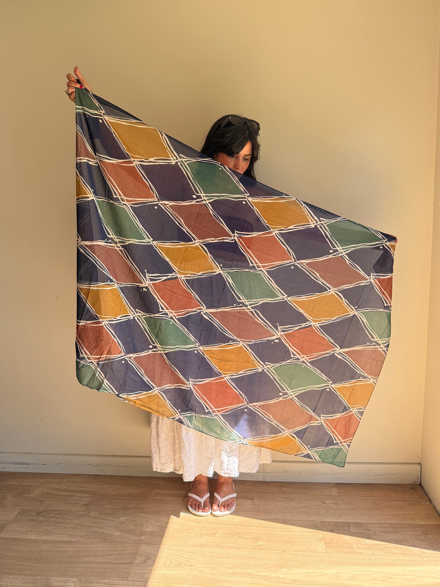 Vintage Liberty Printed Cotton Scarf / Cover-up, One Size