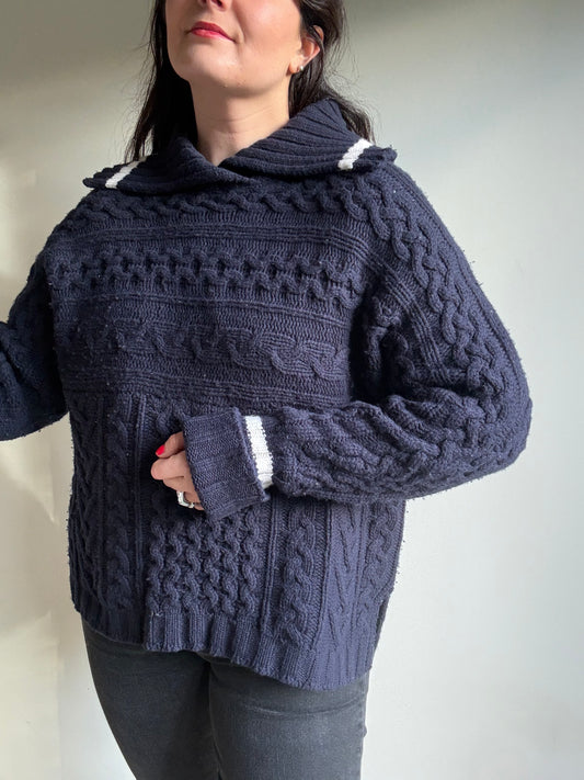 Vintage Wool Cable Knit Jumper, M/L