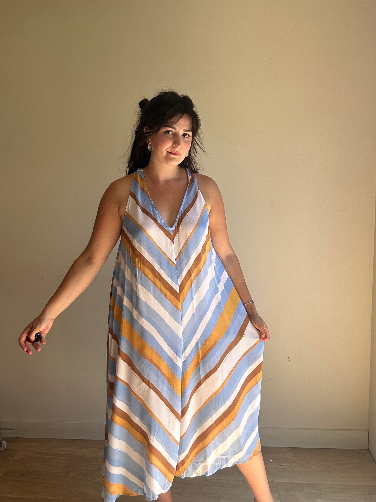 Monsoon Stripe Halter Dress, L