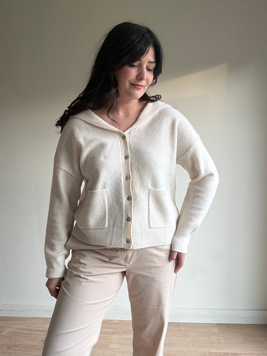 Zara Sailor Collar Wool Cardigan, L