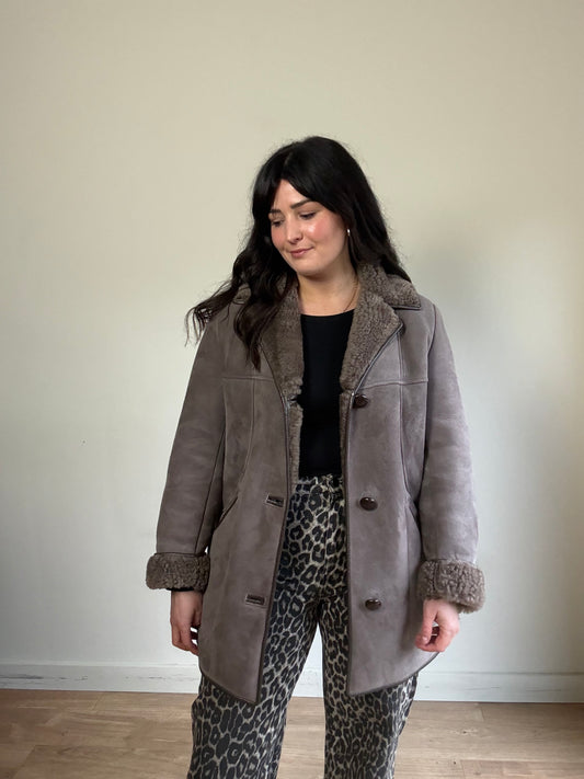 Vintage Genuine Shearling & Suede Coat, M/L