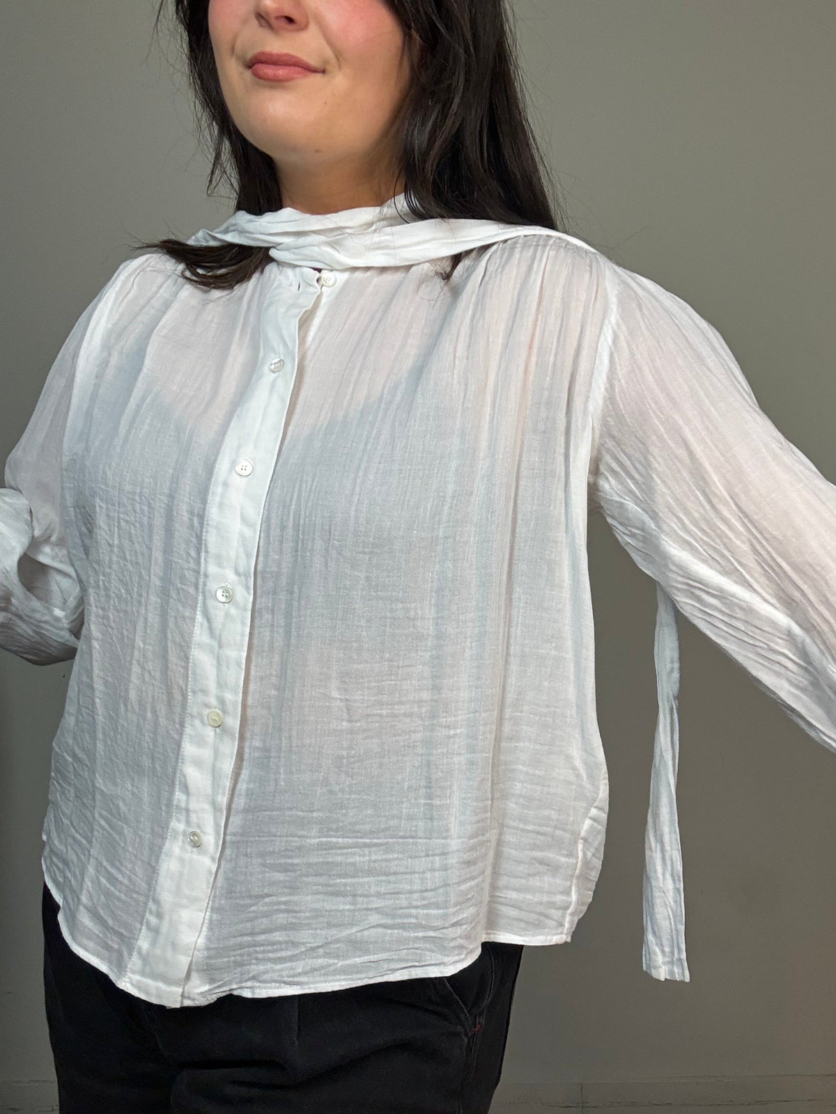 Masscob Tie Neck Blouse, S