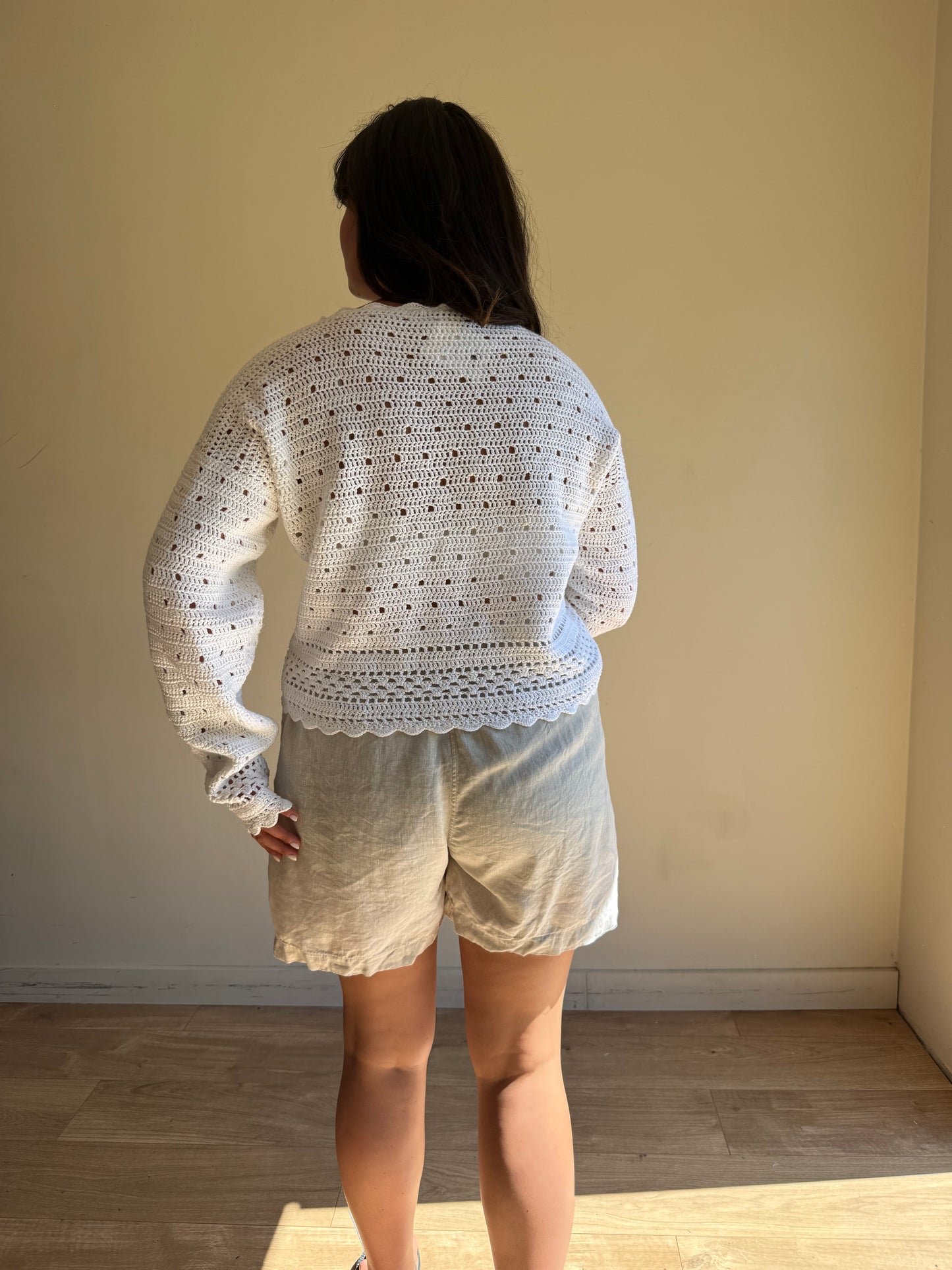 Vintage Handknit Crochet Cardigan, M/L