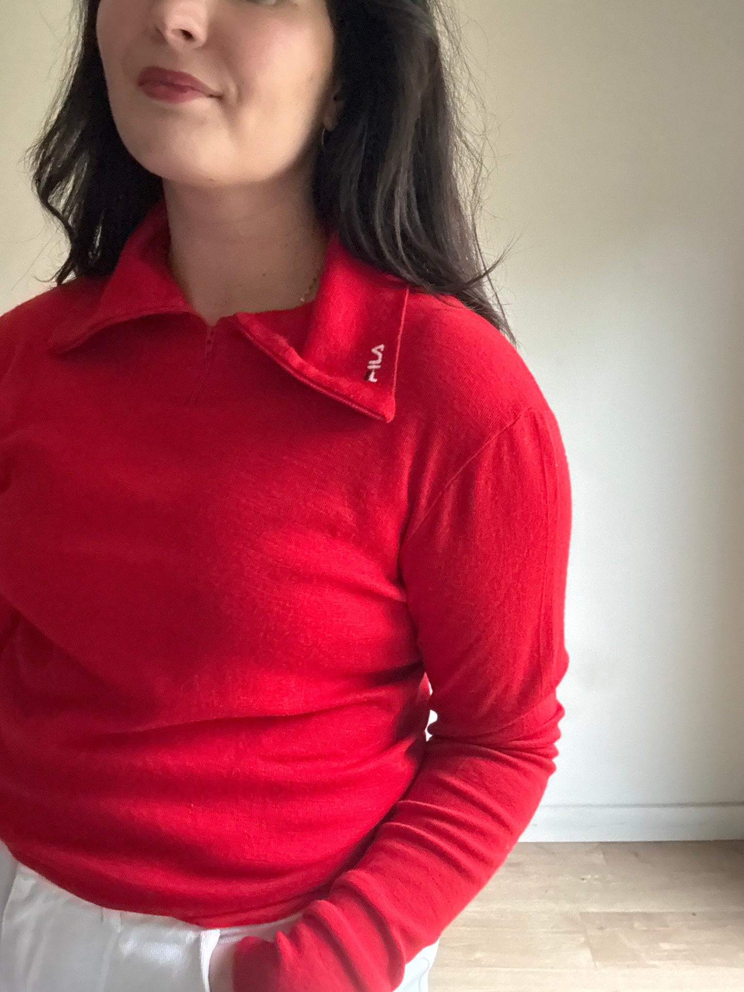 Vintage Fila Wool Zip Up Base Layer, L