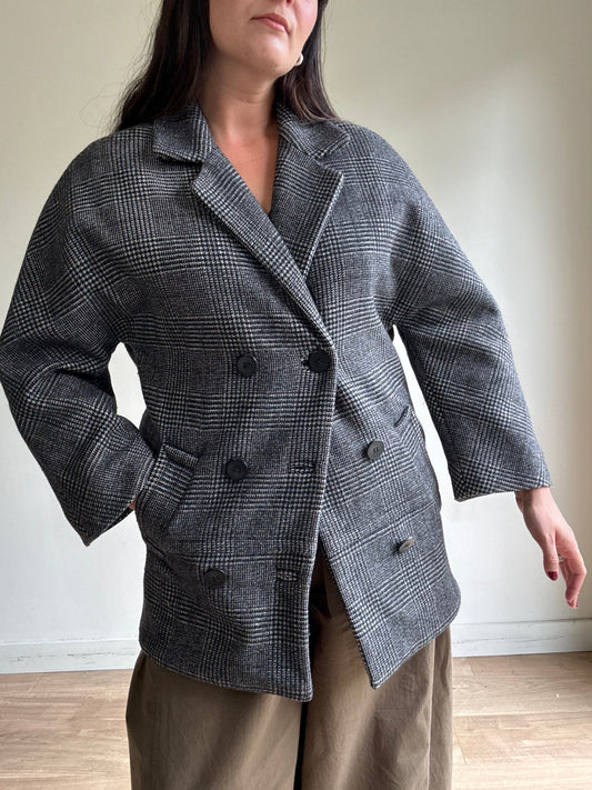 Sandro Wool Mix Check Jacket, 36 - Small