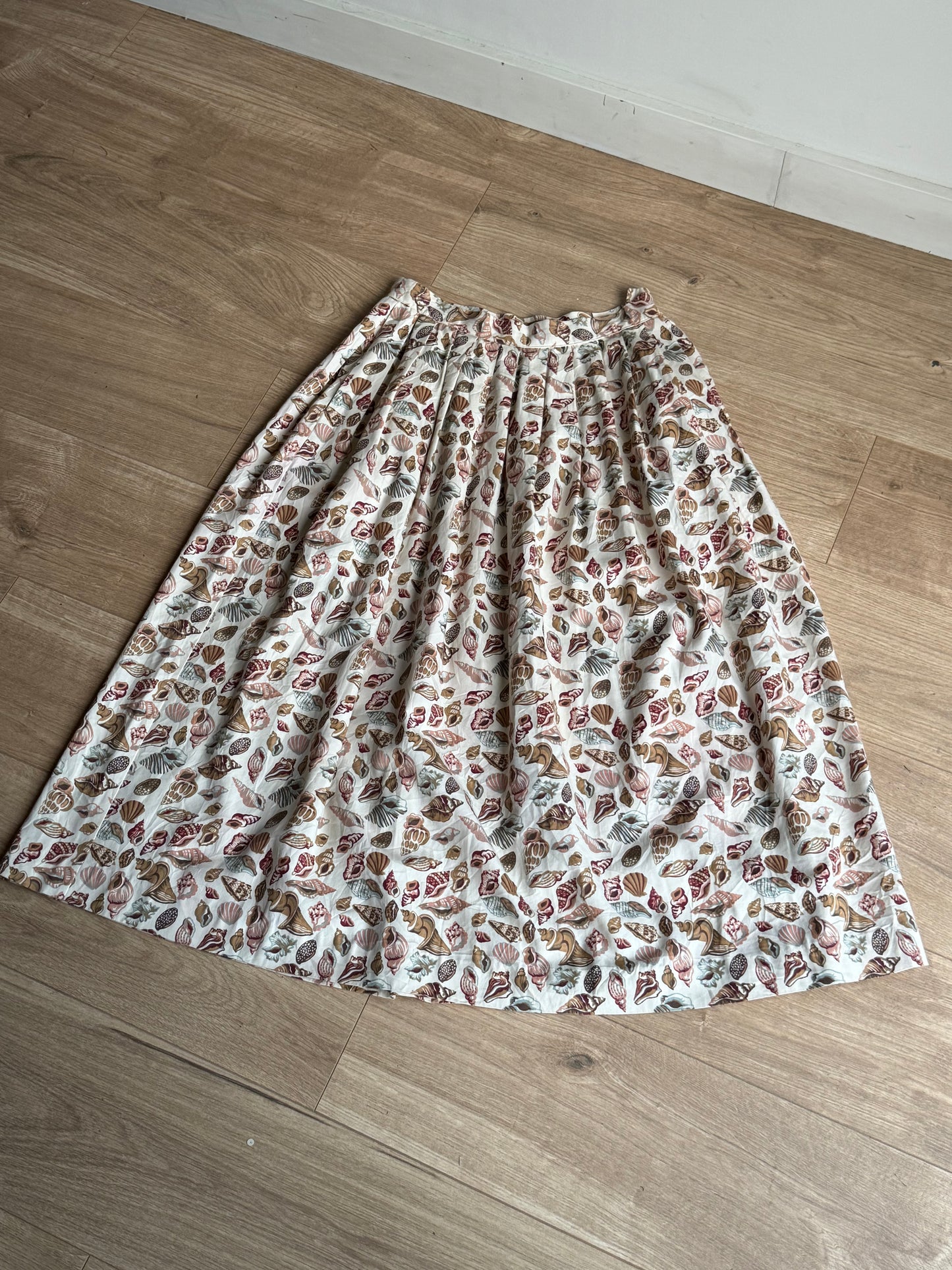 Vintage Shell Print Midi Skirt, 10-12