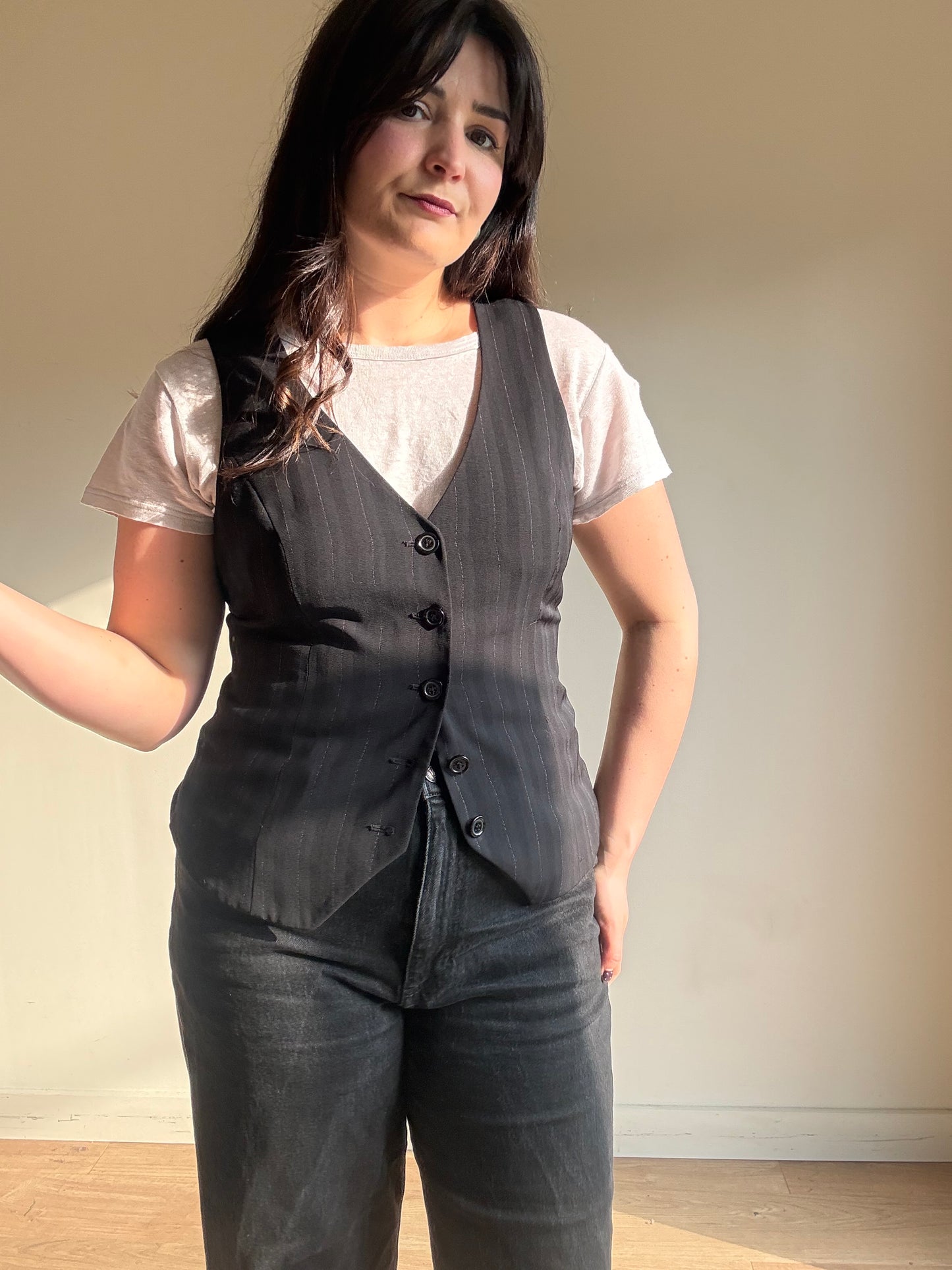 Vintage Wallis 90's Pinstripe Waistcoat, 10-12