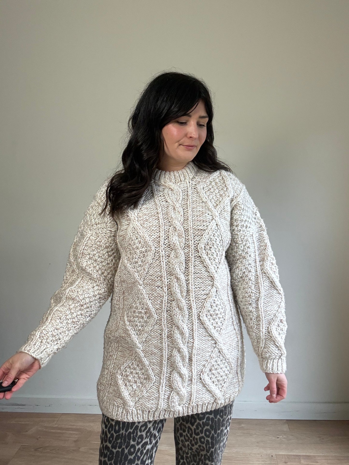 Handknit Cable Chunky Jumper, L/XL
