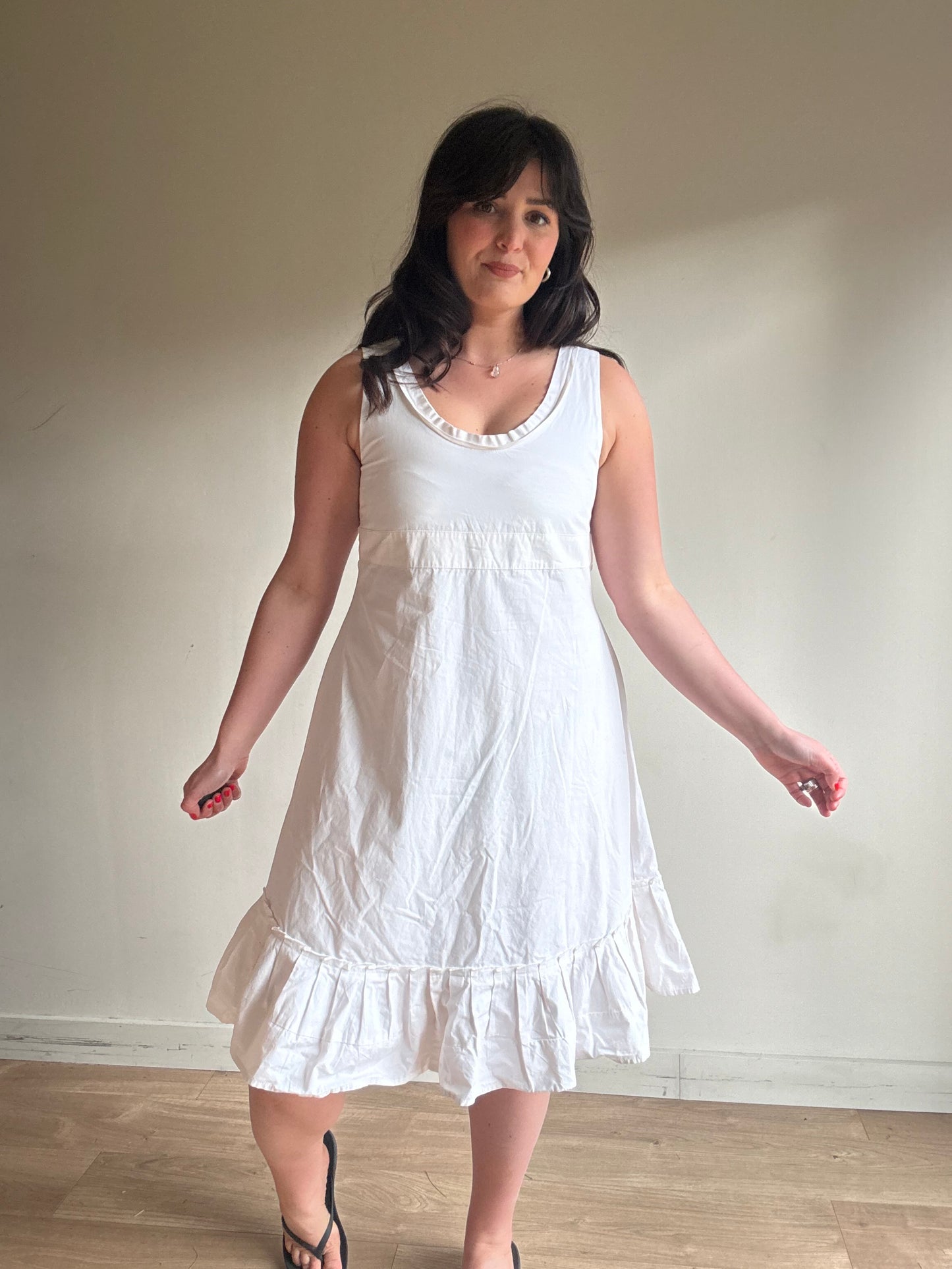 White Cabbages and Roses Cotton Frill Sun Dress, 12