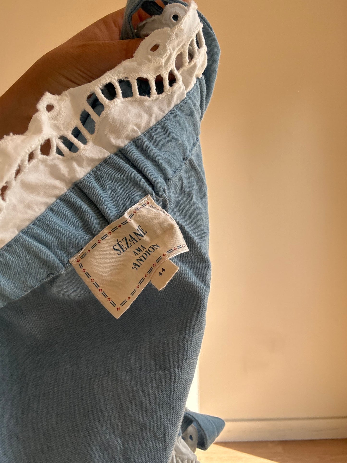 Sezane X Ama Andion Lace Edge Top, 44