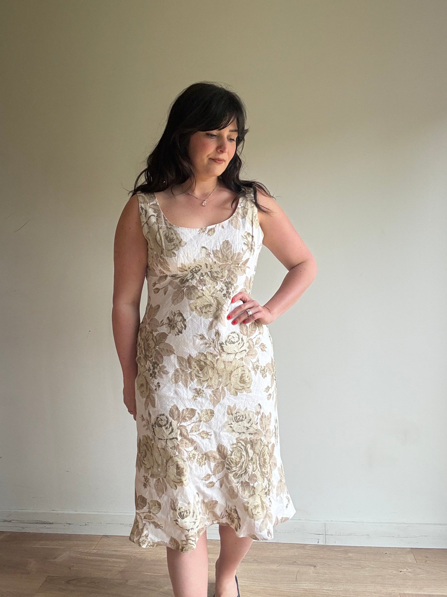Vintage Planet Floral Linen Dress, 14