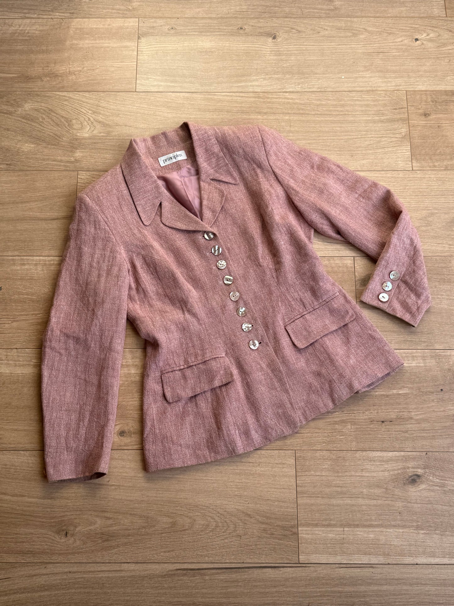 Vintage Principles Linen Statement Button Blazer, 10