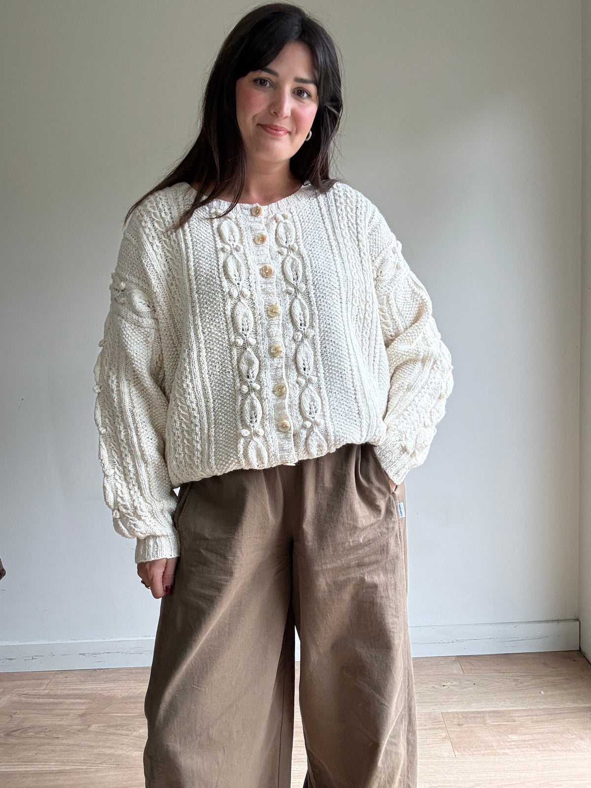 Chunky Hand knit Grandad Cardigan, XL