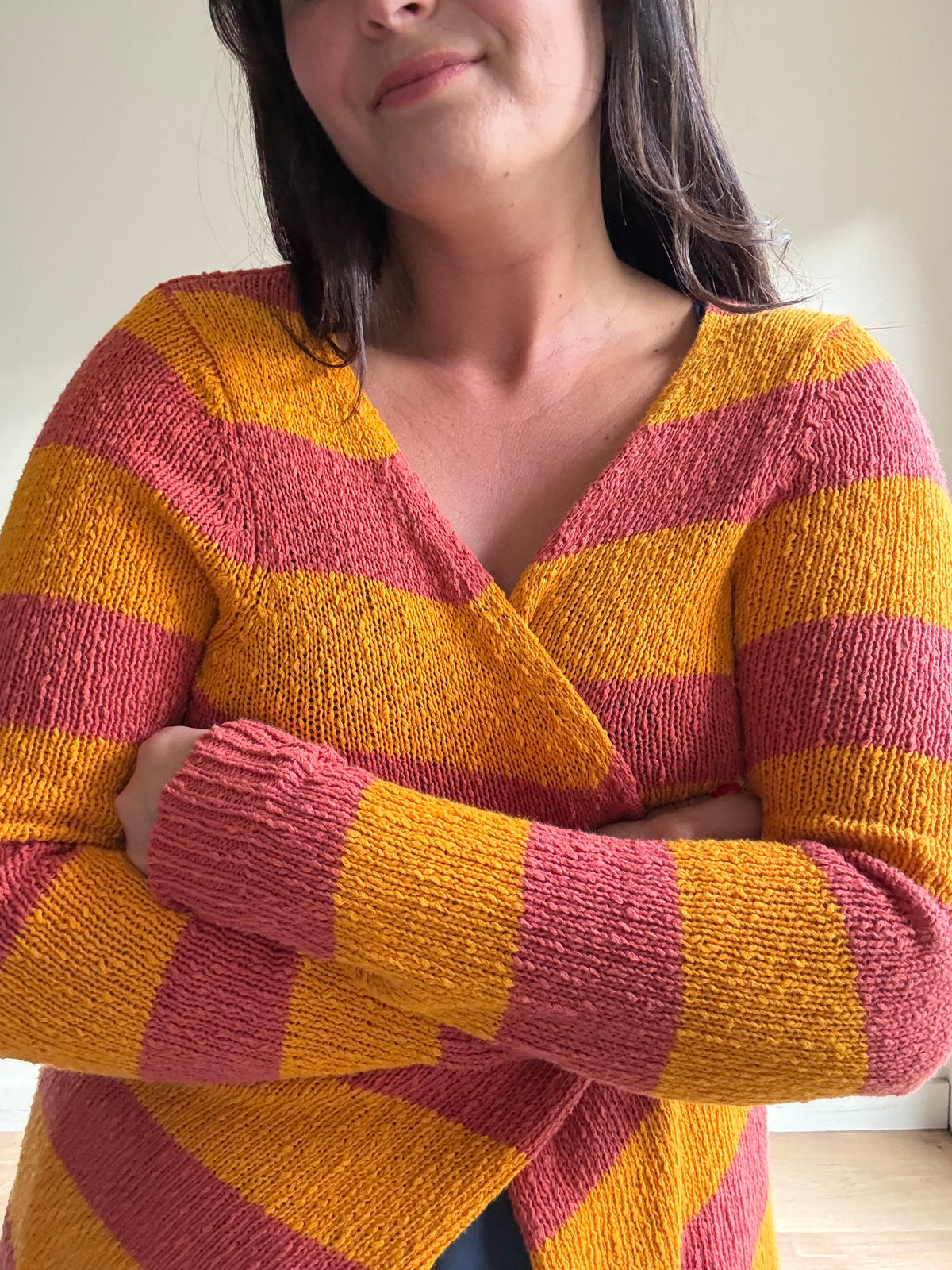 American Vintage Cotton & Linen Stripe Cardigan, S
