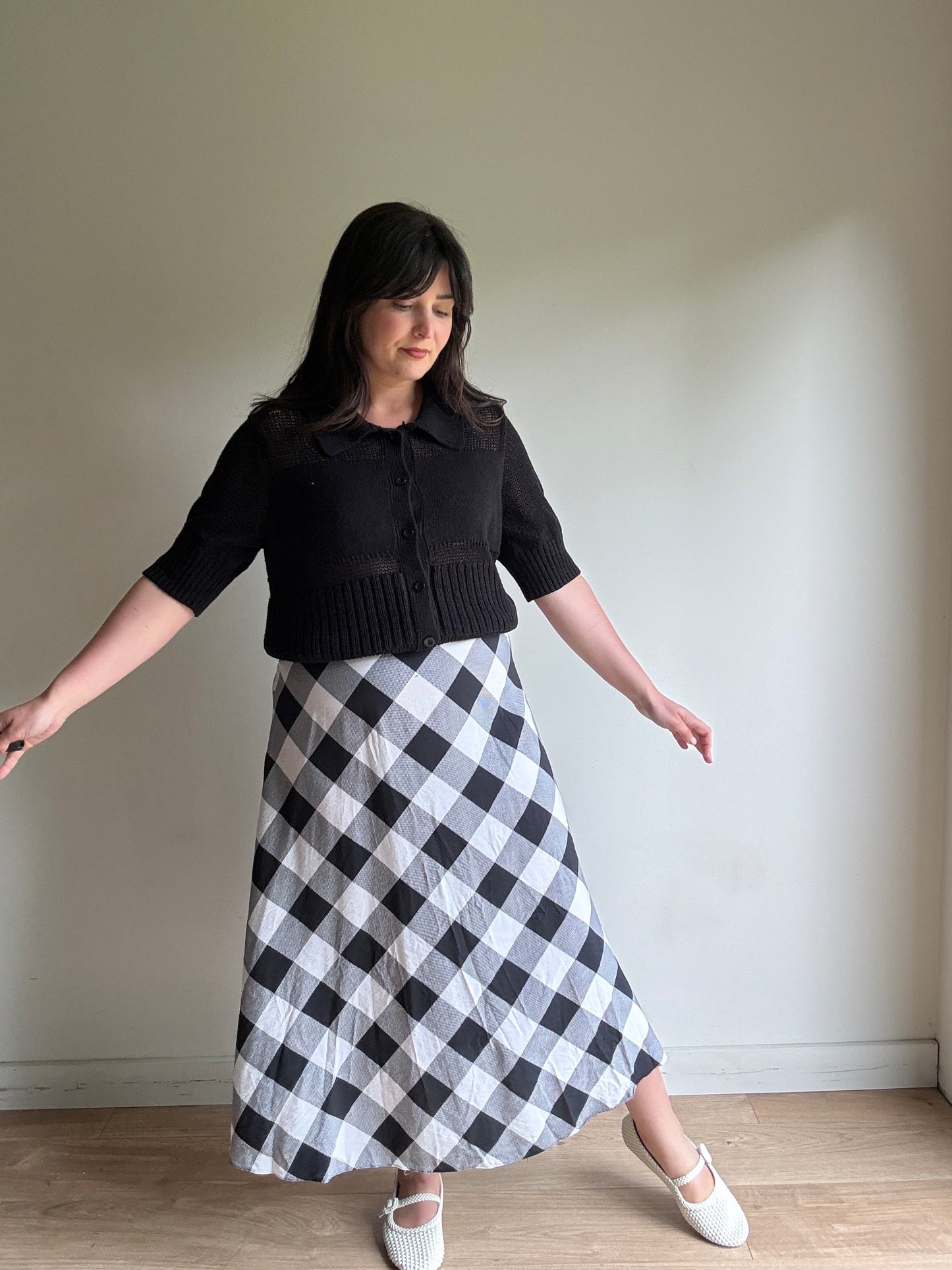 M&S Gingham Midi Skirt, 8