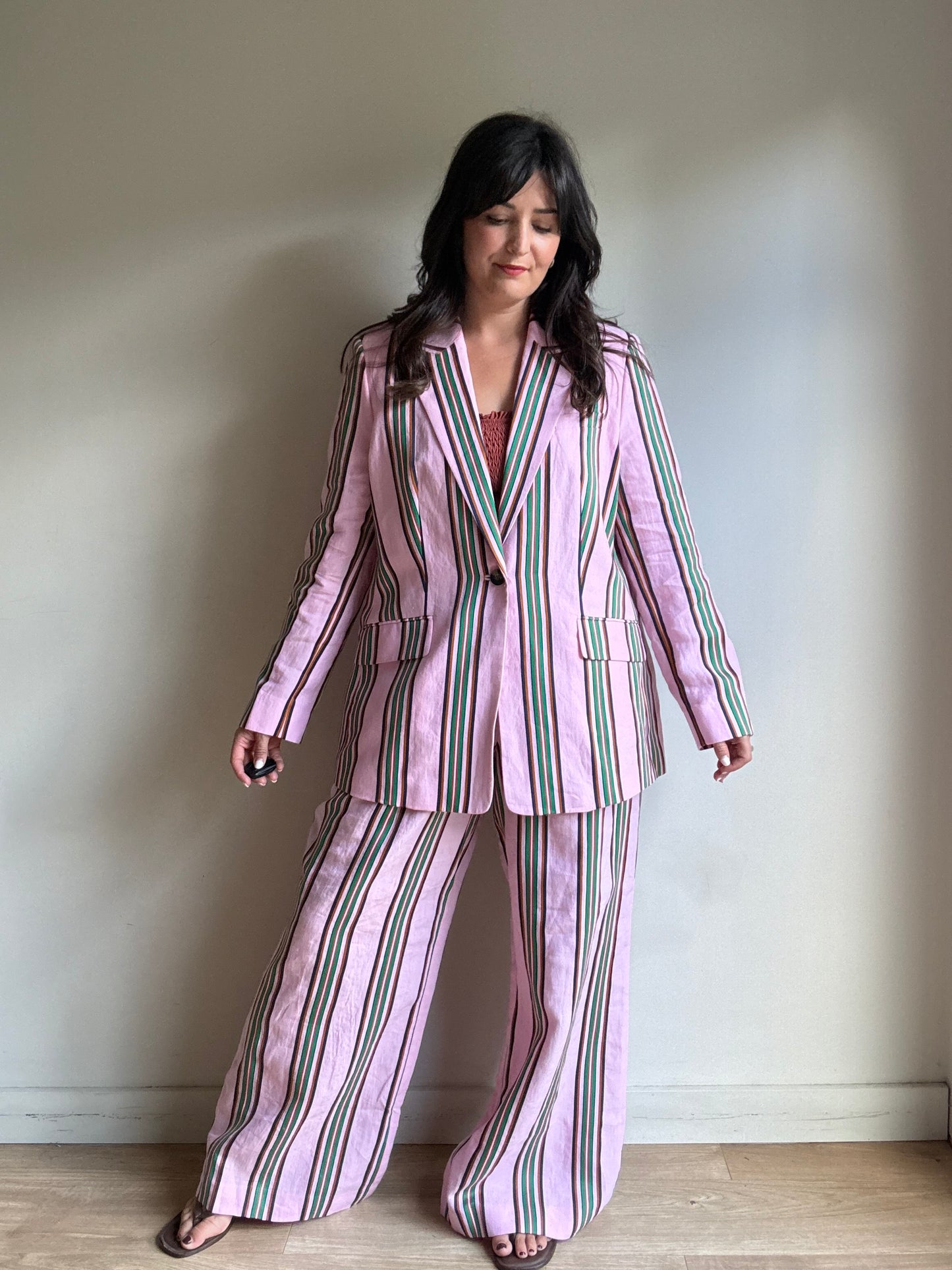 Boden NEW Stripe Linen Suit, 18R