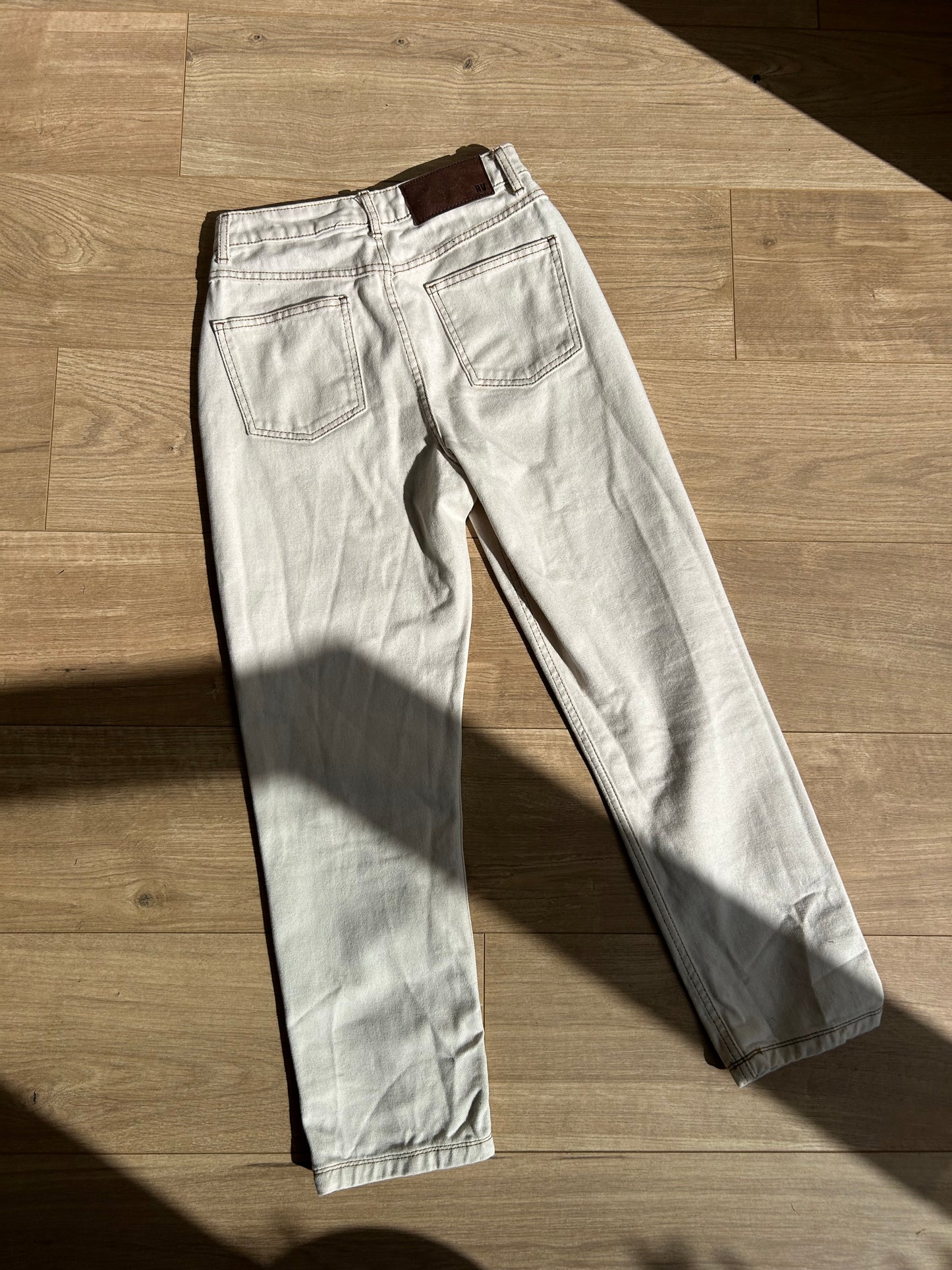 Reclaimed Vintage Cream Jeans - 26” Waist. Size 8.