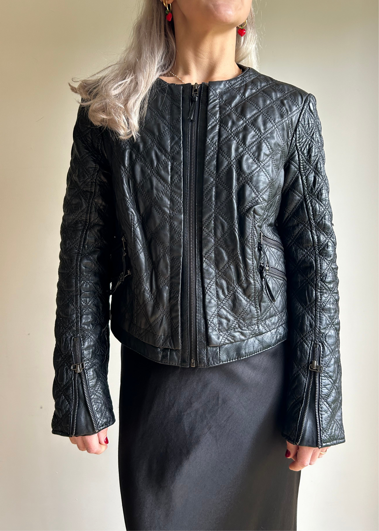 Zara Faux Leather Quilted Jacket, M