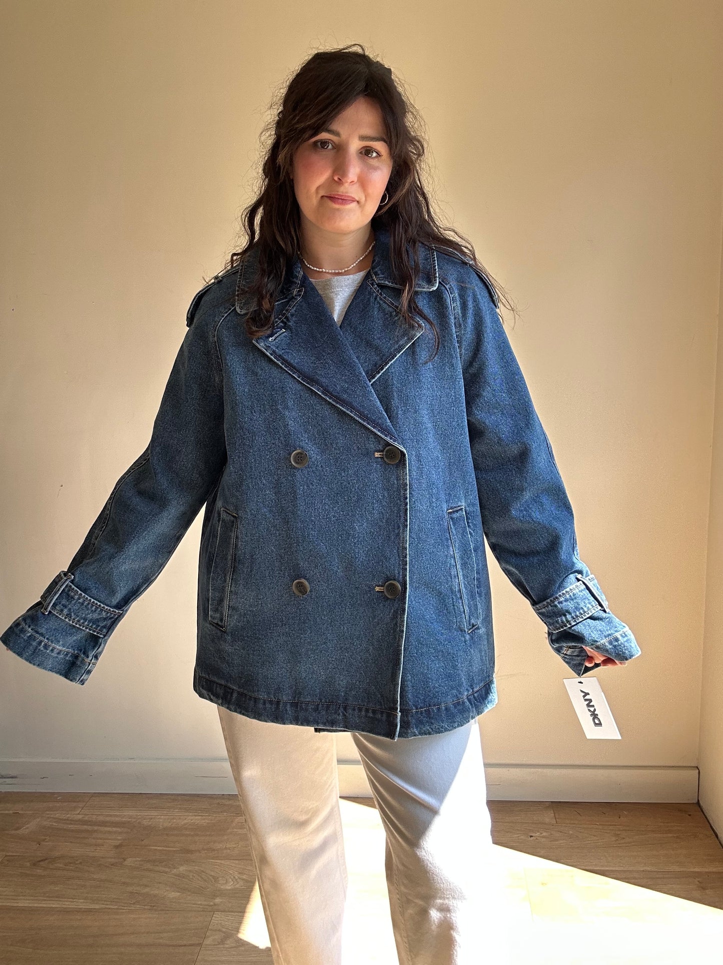 DKNY NEW Collared Denim Jacket, L