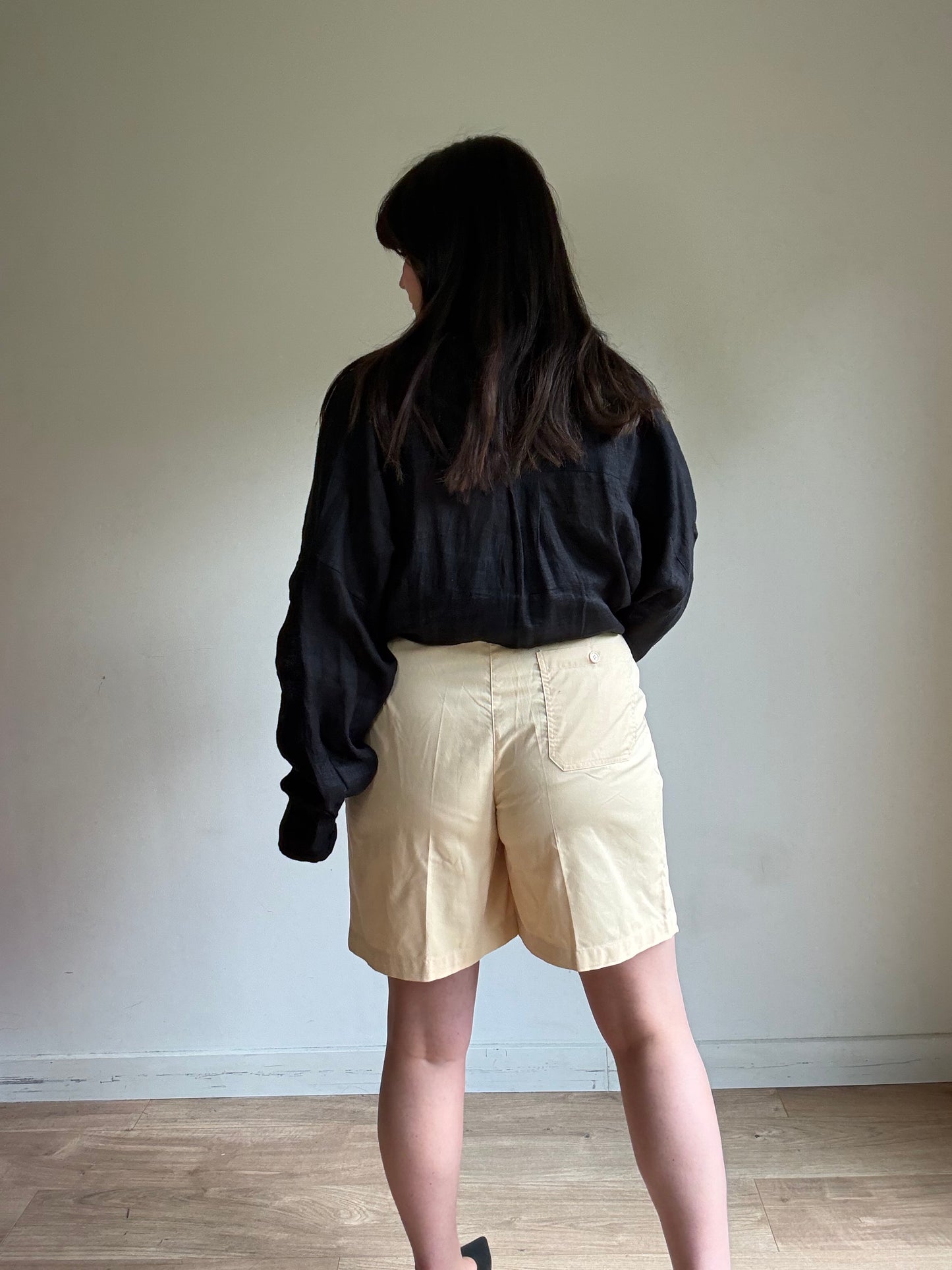 Vintage Cotton Mix Pleat Front Shorts, 12-14