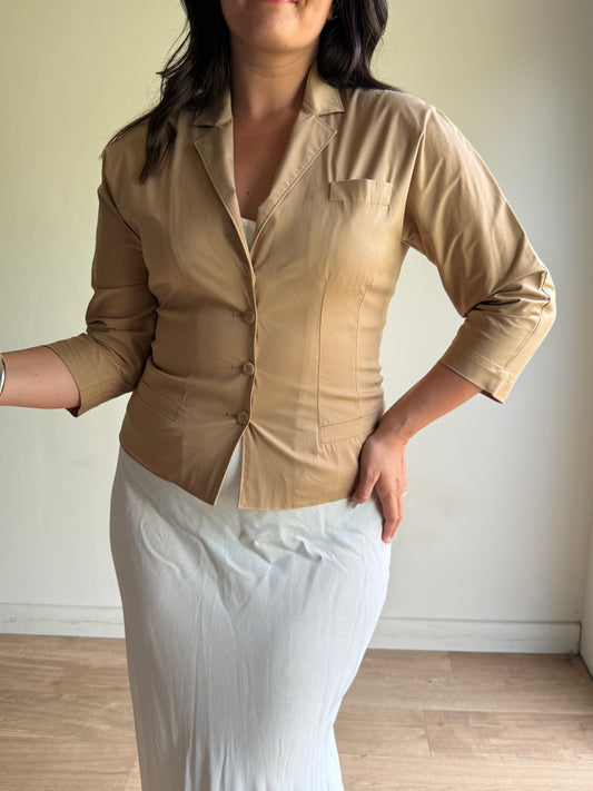 Prada Neat Nylon Tailored Jacket, 10-12