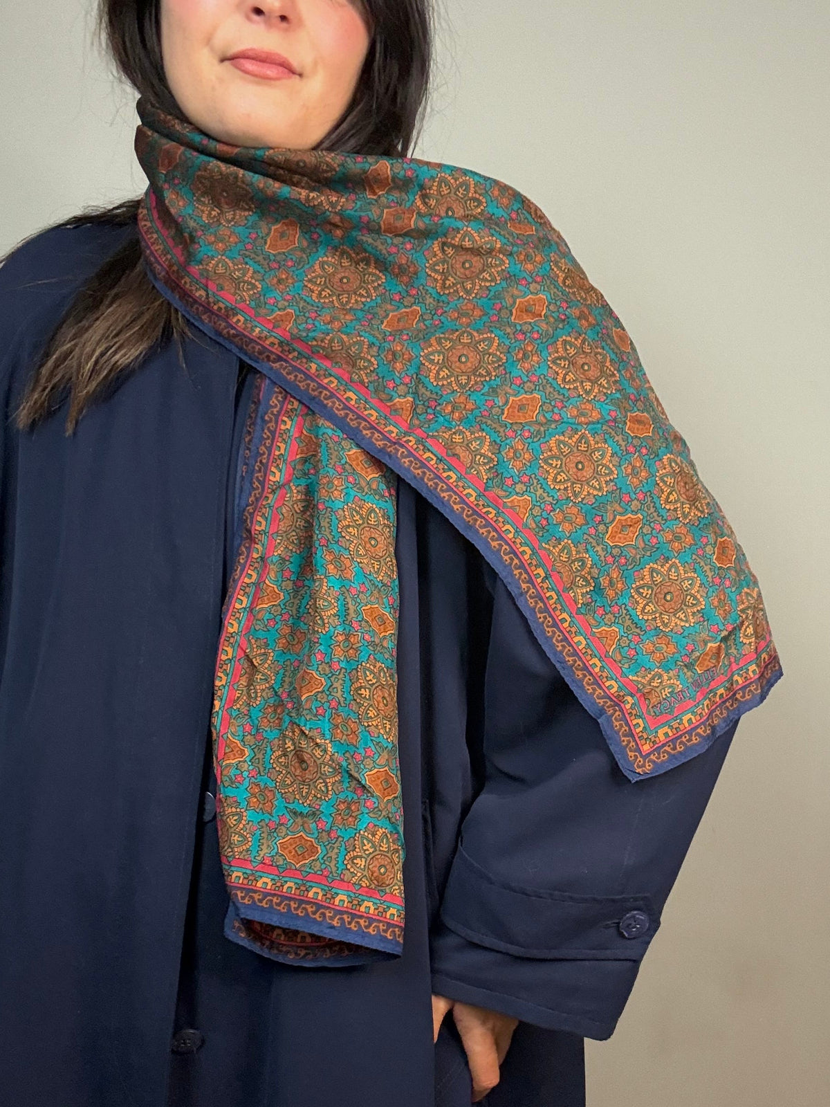 Vintage Silk Long Skinny Scarf