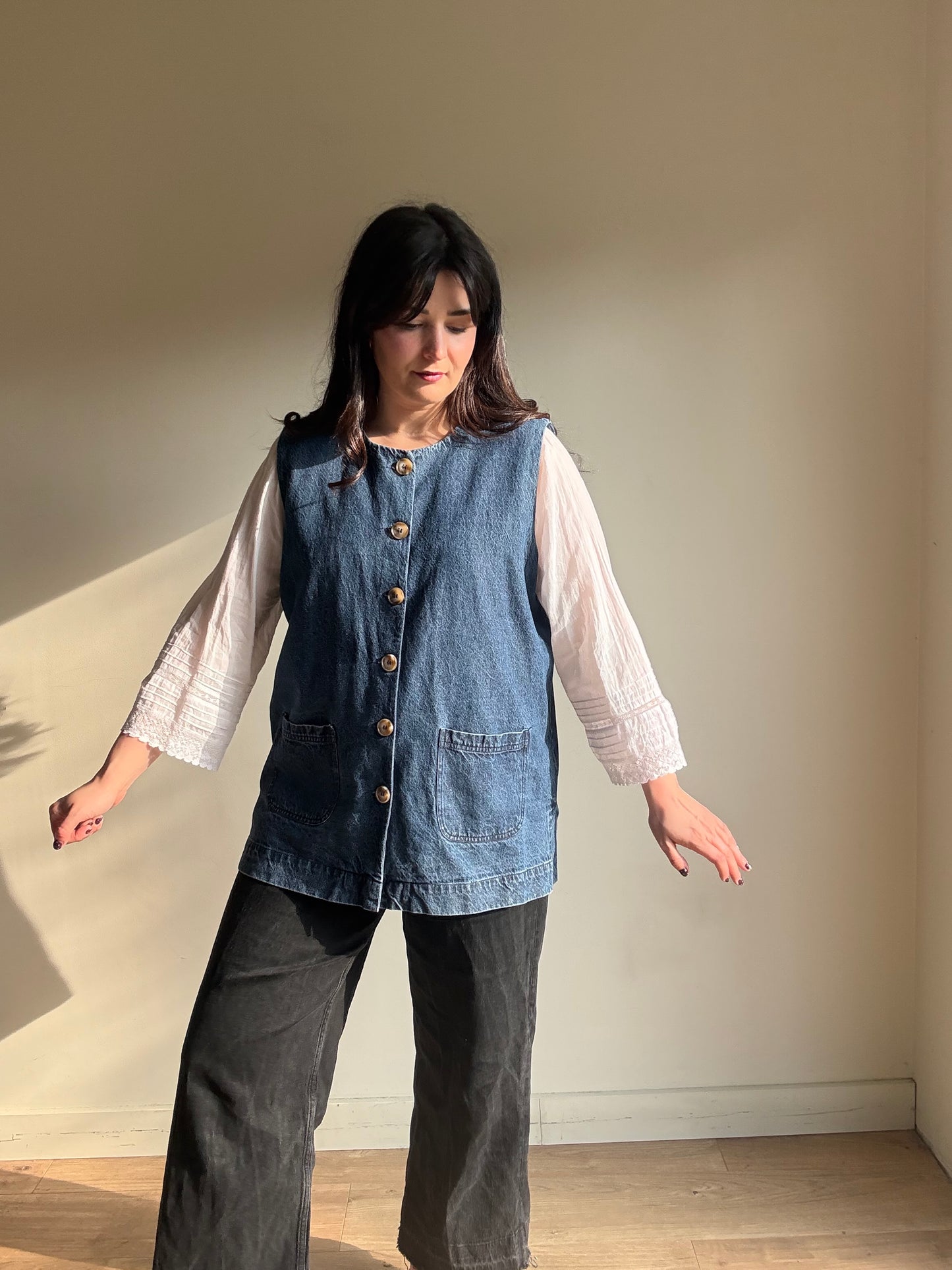 Kate Barton Denim Workwear Waistcoat, L