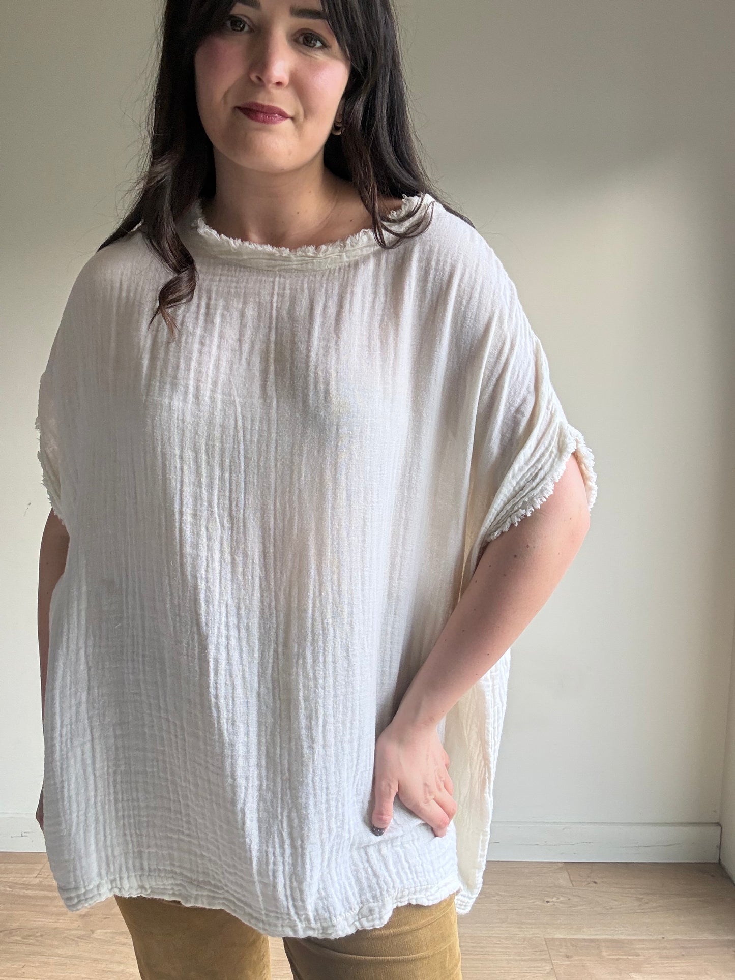 Black Crane Gauze Box Top, One Size