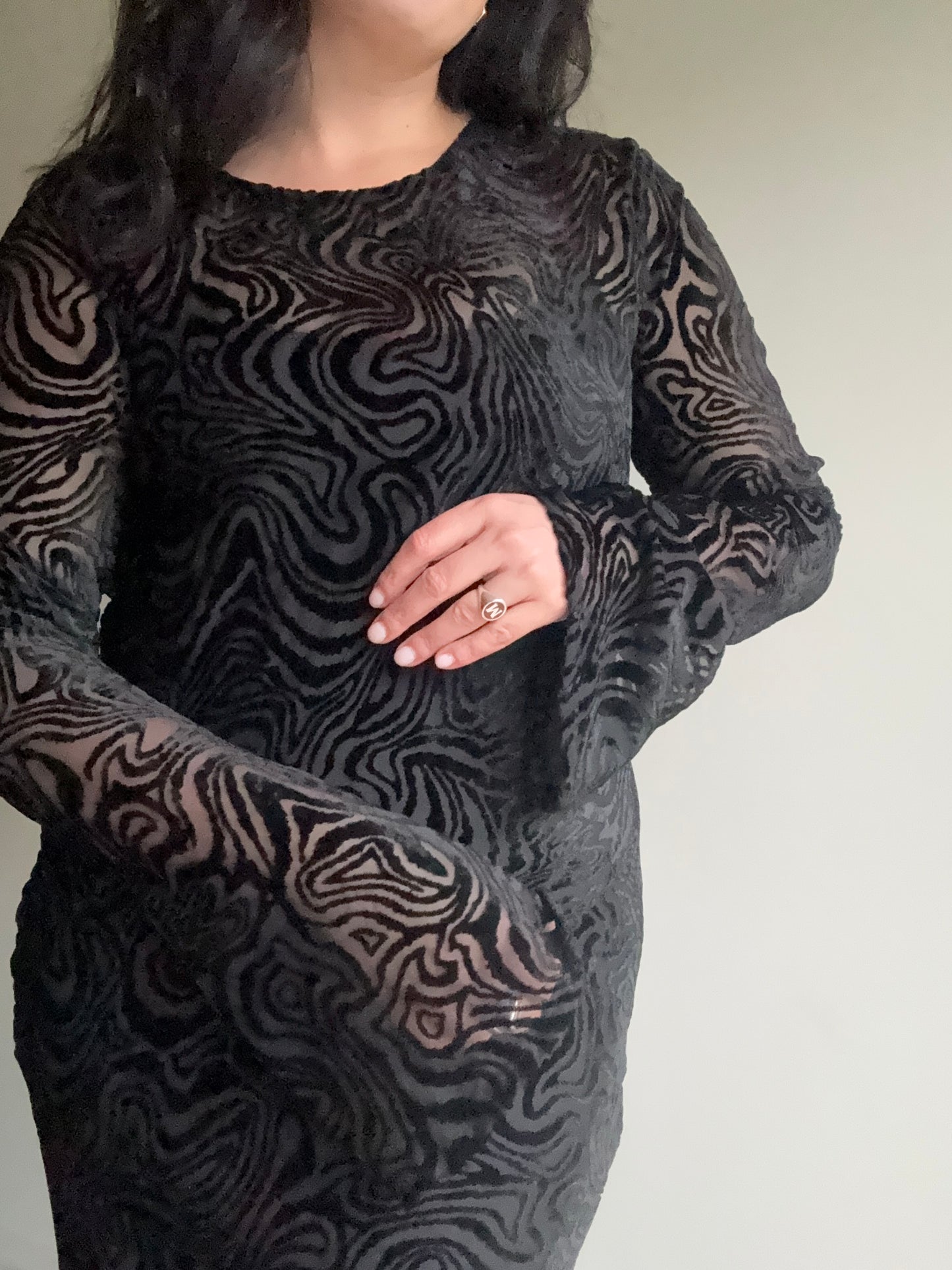 Kai Collective Marble Sheer Mesh Dress, XL