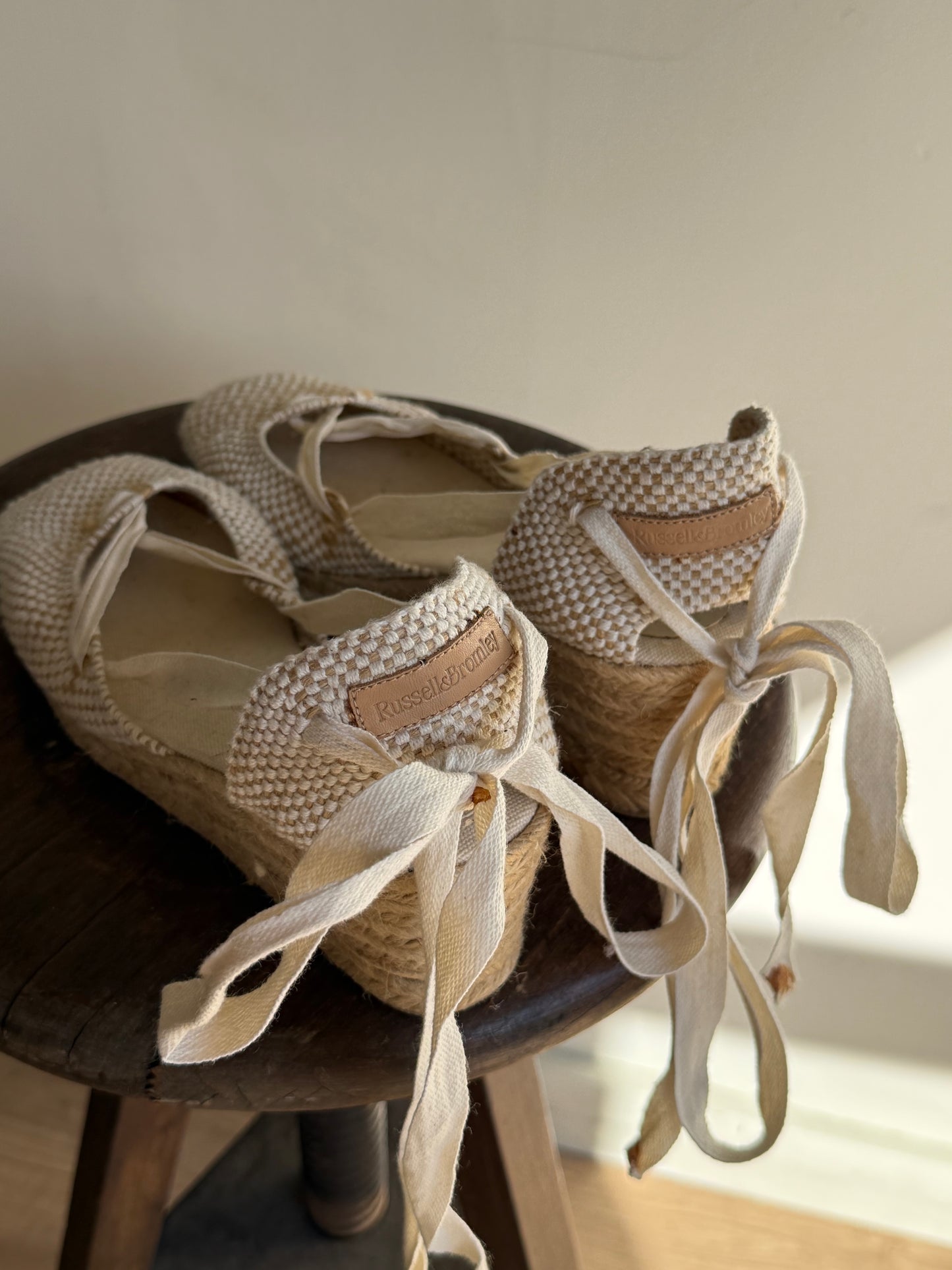 Russell & Bromley Woven Cotton Espadrille Wedges, 38
