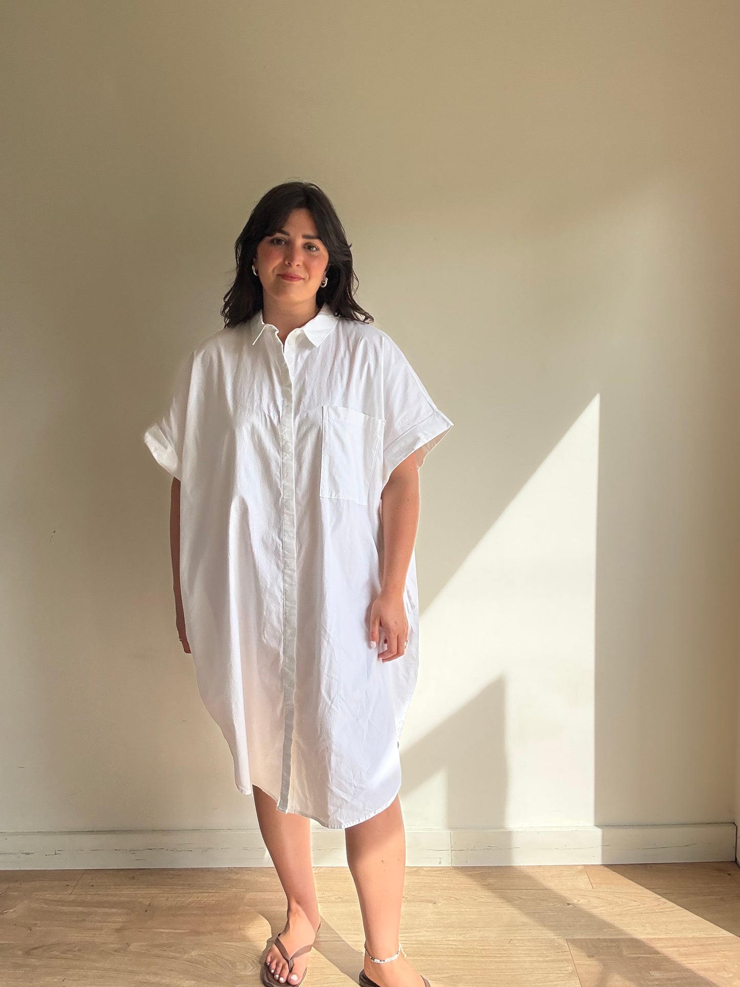 Monki NEW Cotton White Shirt Dress, XL (Copy)