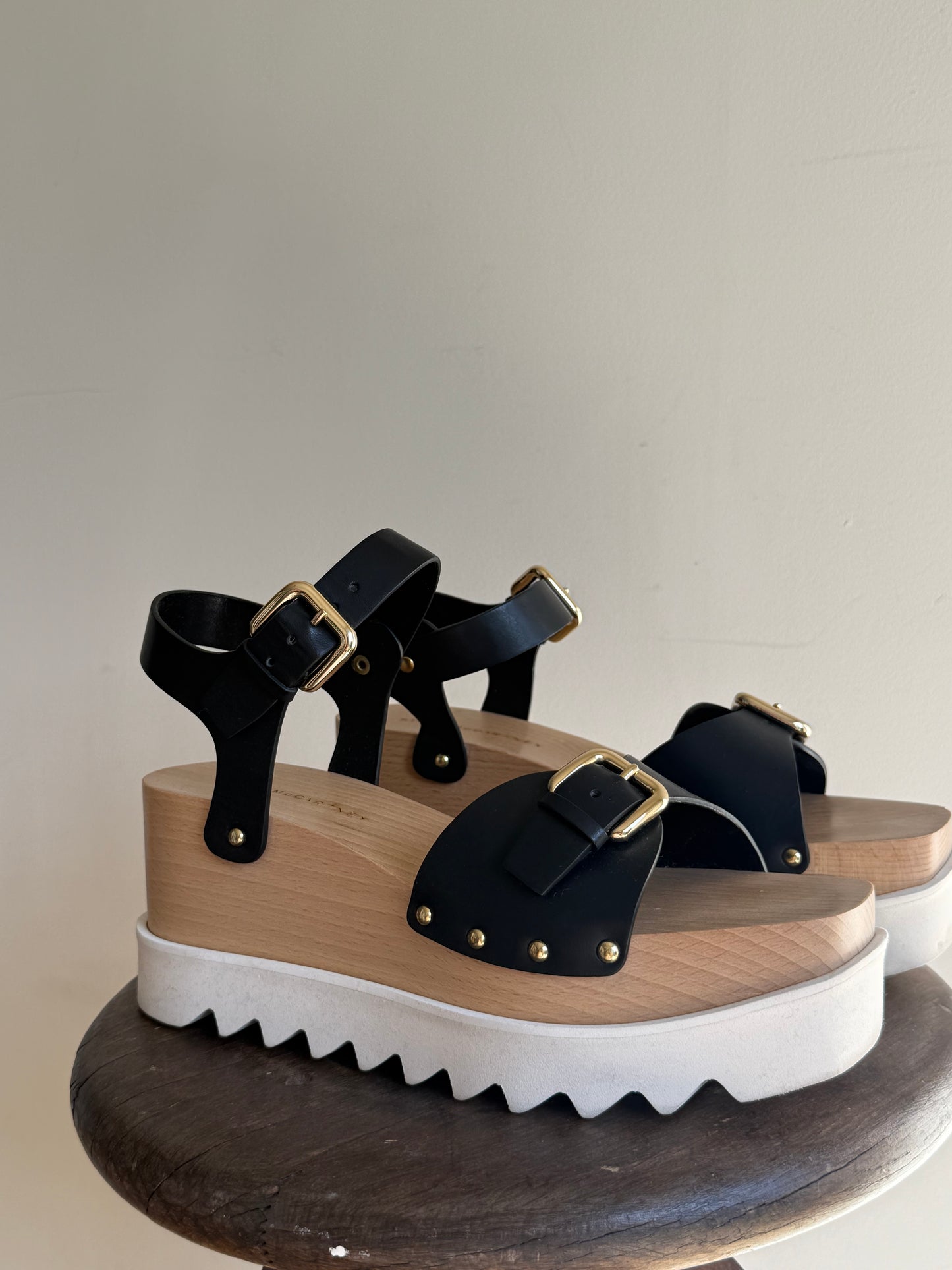 Stella McCartney Wooden Wedge Sandal, 39
