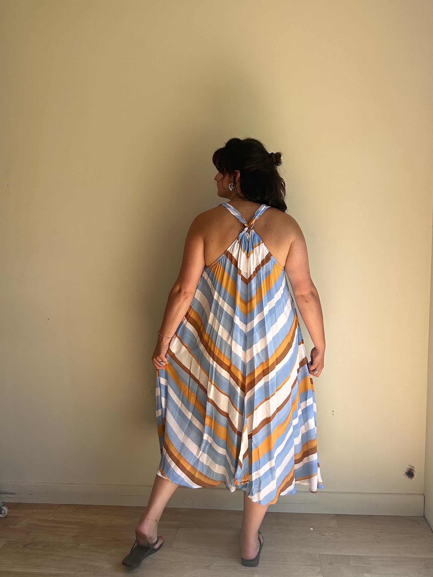 Monsoon Stripe Halter Dress, L