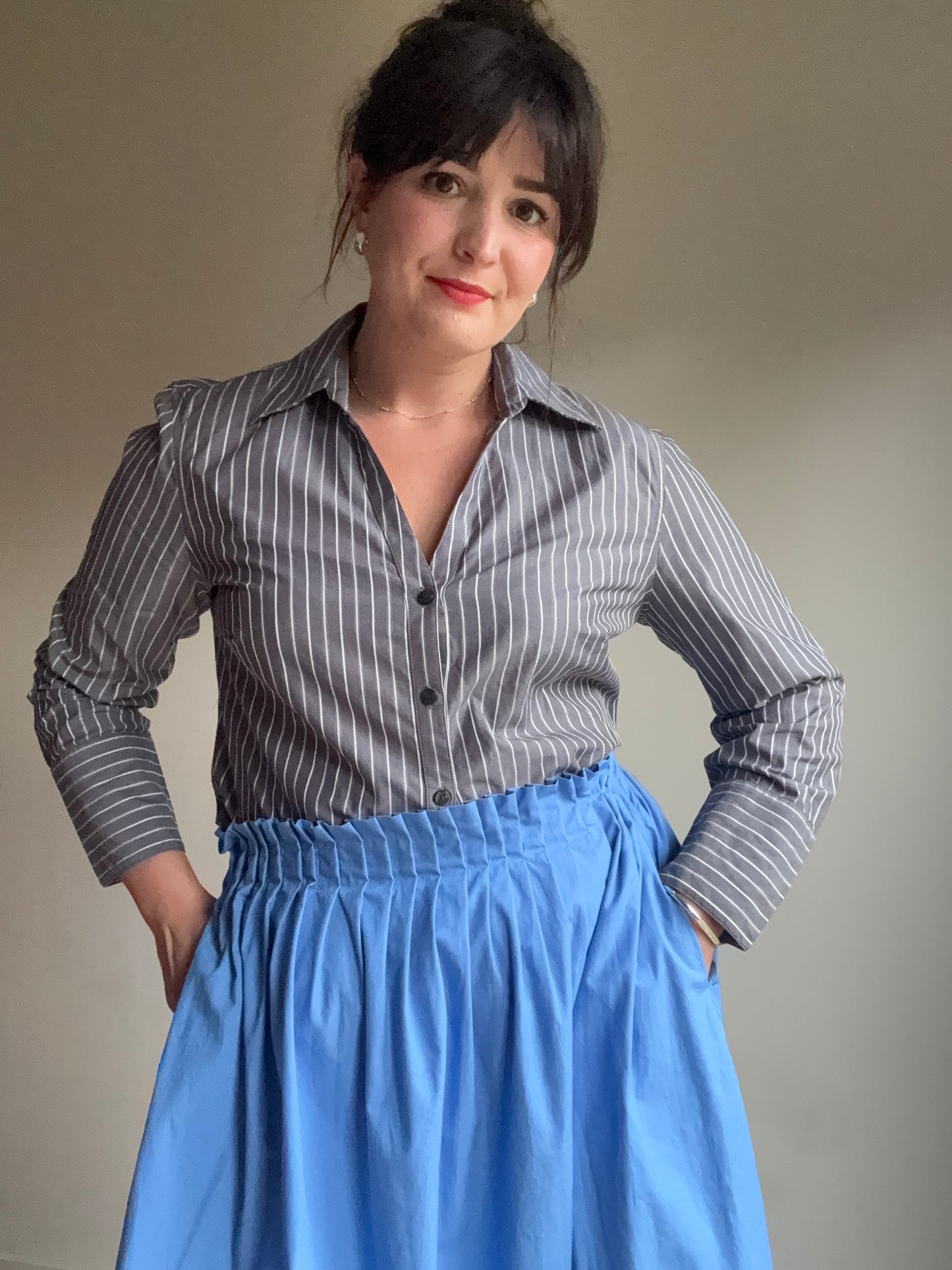 Jaeger Cotton Pinstripe Shirt, 12