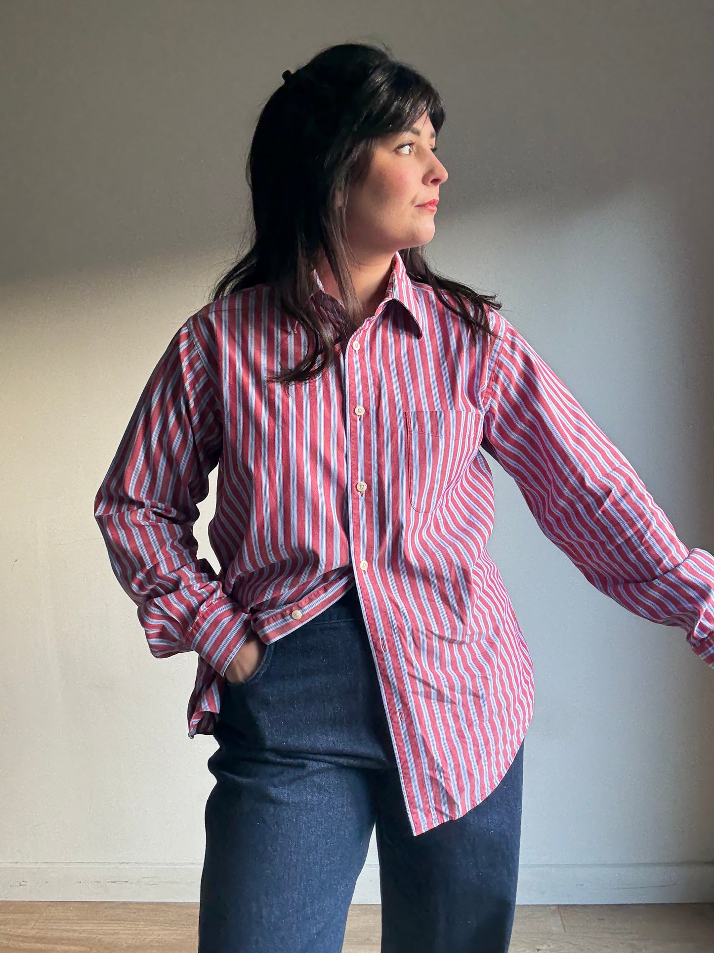 Vintage Stripe Loose Shirt, L